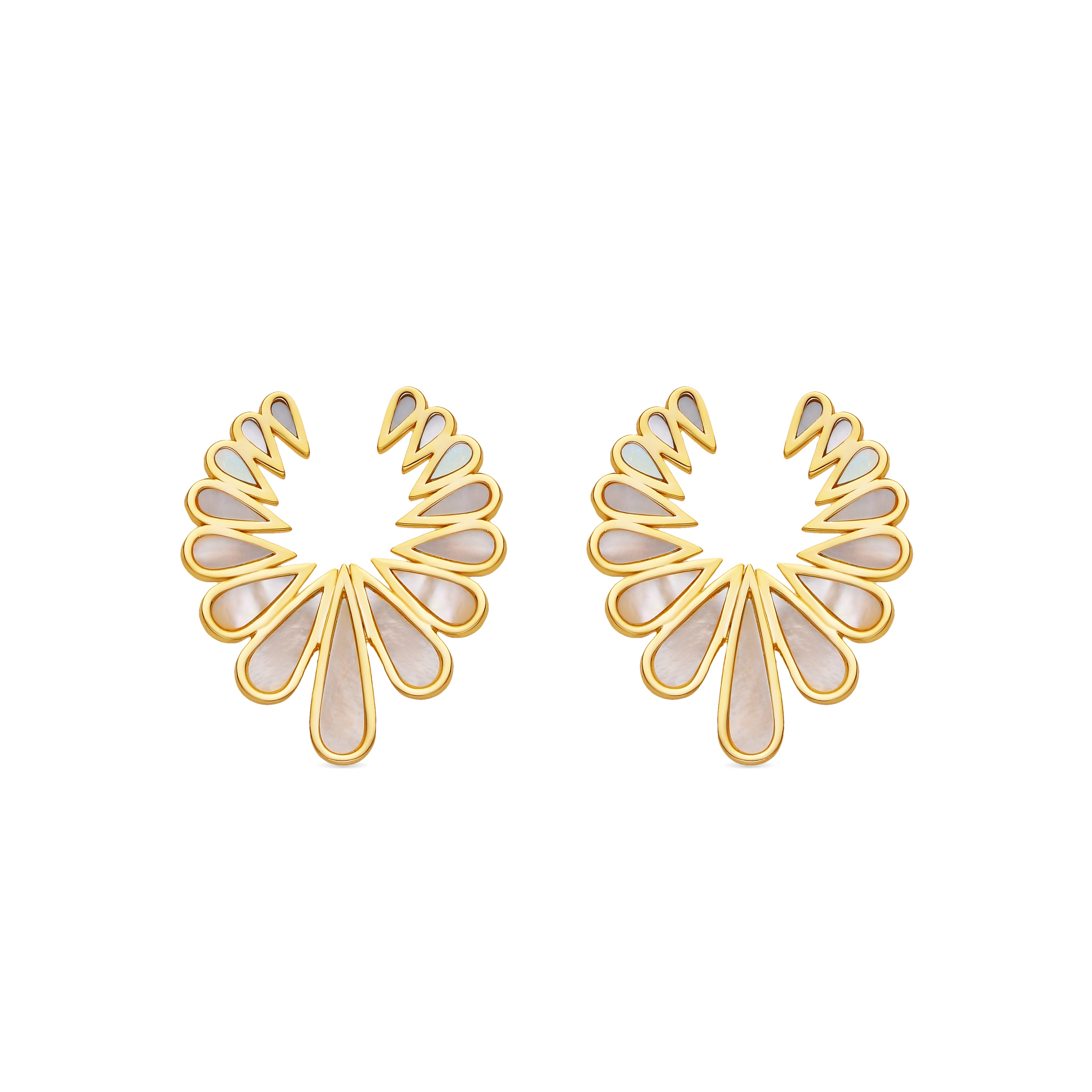 Orecchini in Argento Sterling 925 e Madreperla Bianca finitura oro 18k - Syki