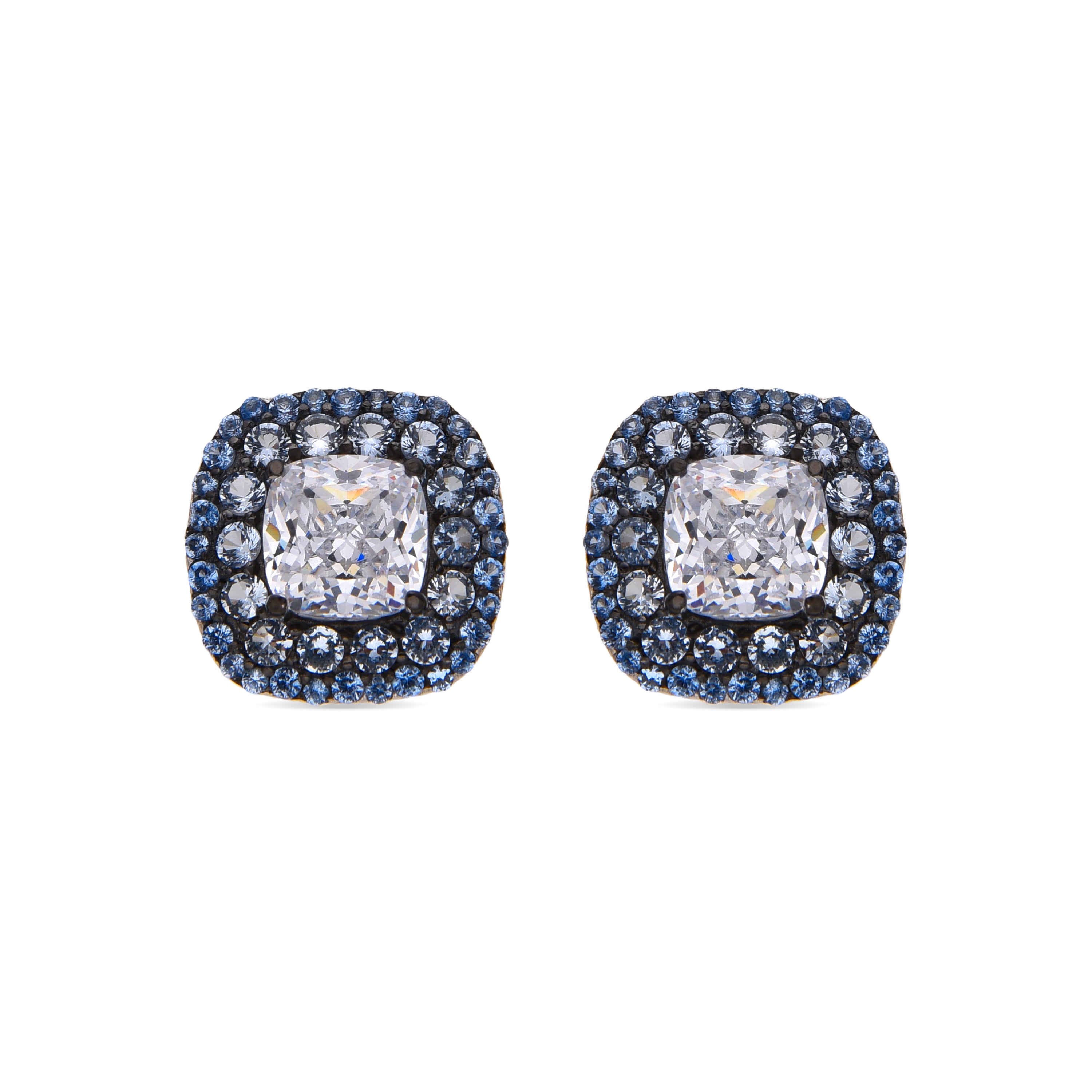 Boucles d'oreilles Argent 925 et Topaze Bleue Zircone finition rhodiée - Salug