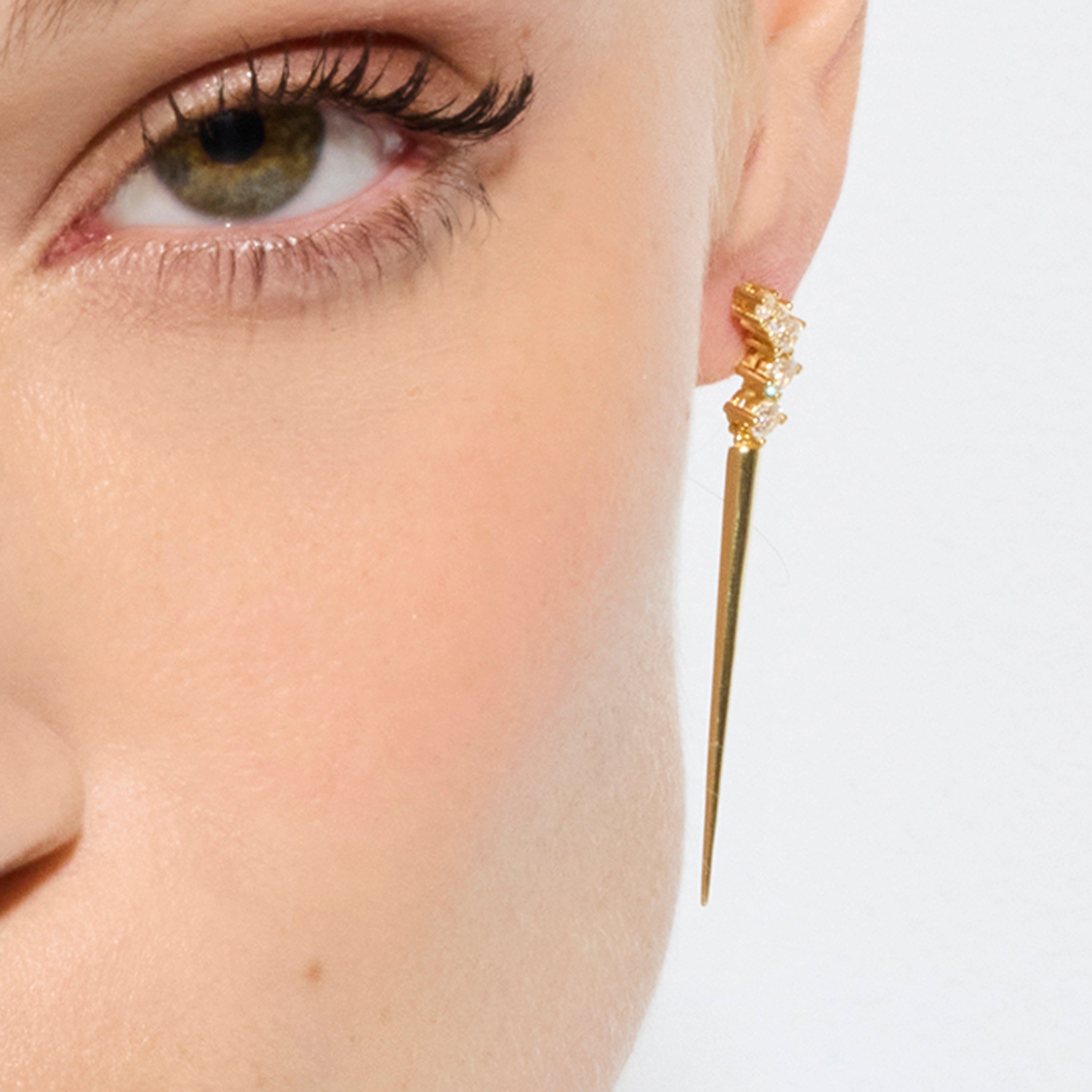Ohrringe aus 925er Sterlingsilber und funkelndem Zirkonia mit 18k Gelbgold-Finish - Copim