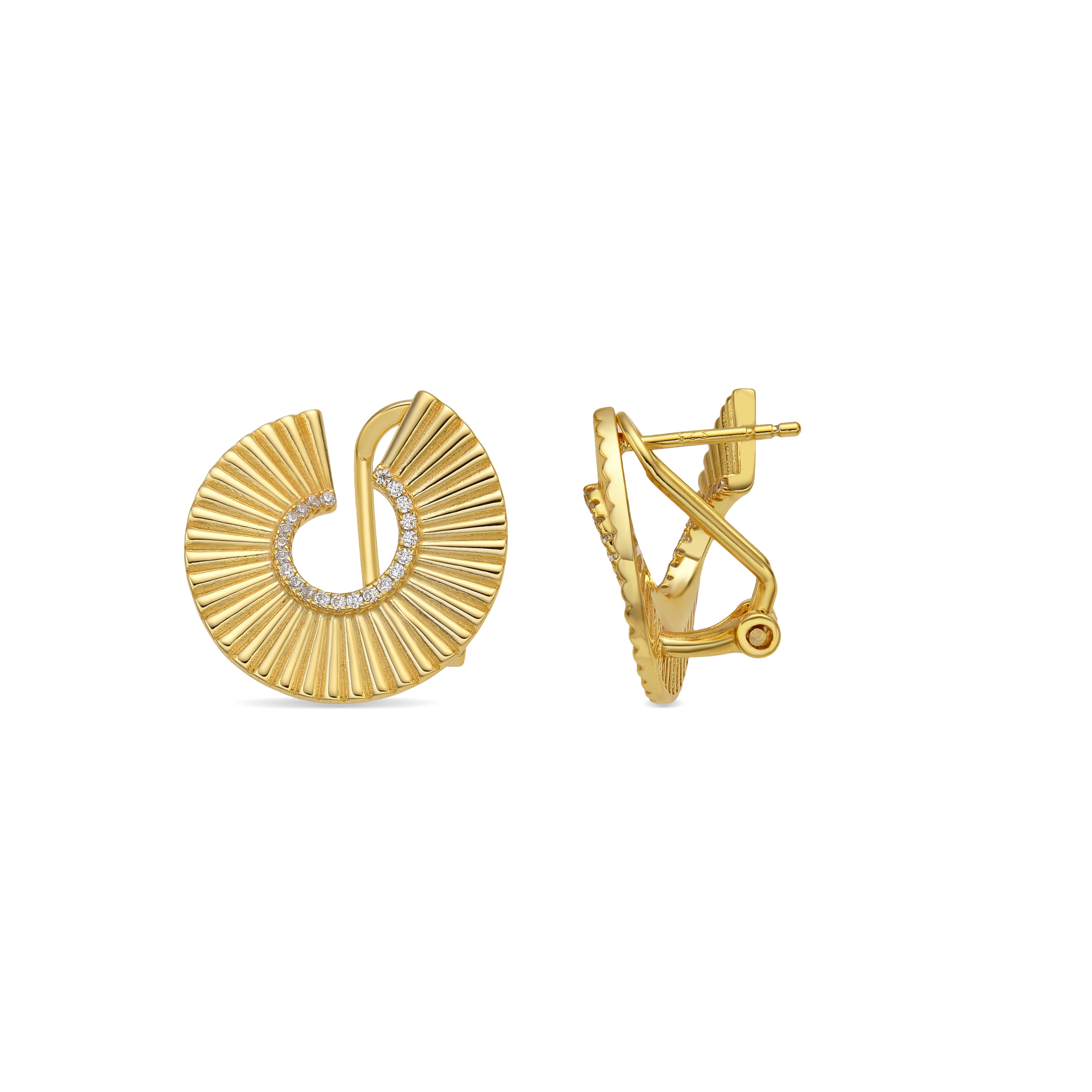 Boucles d'oreilles en argent sterling 925 et zircon brillant finition or jaune 18k - Dragi