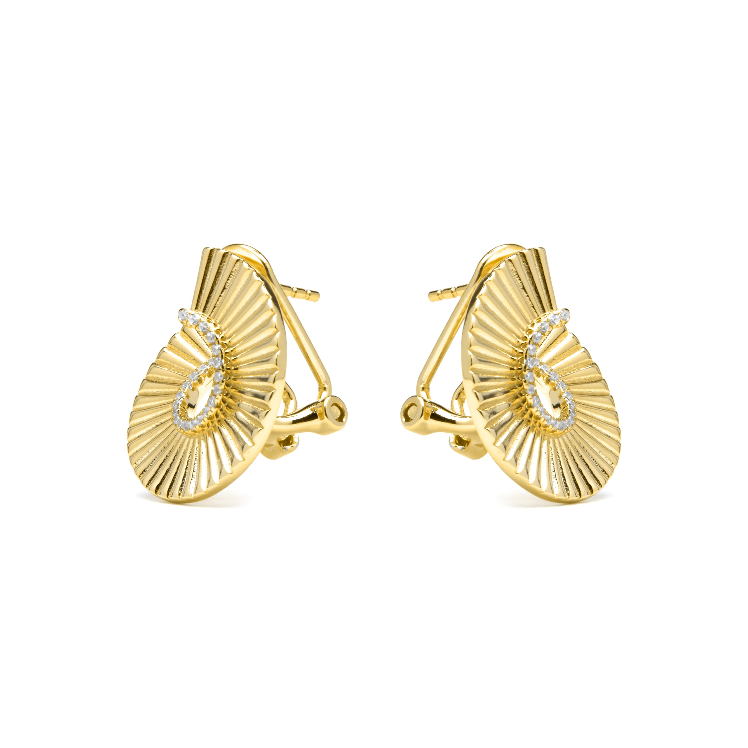 Boucles d'oreilles en argent sterling 925 et zircon brillant finition or jaune 18k - Dragi