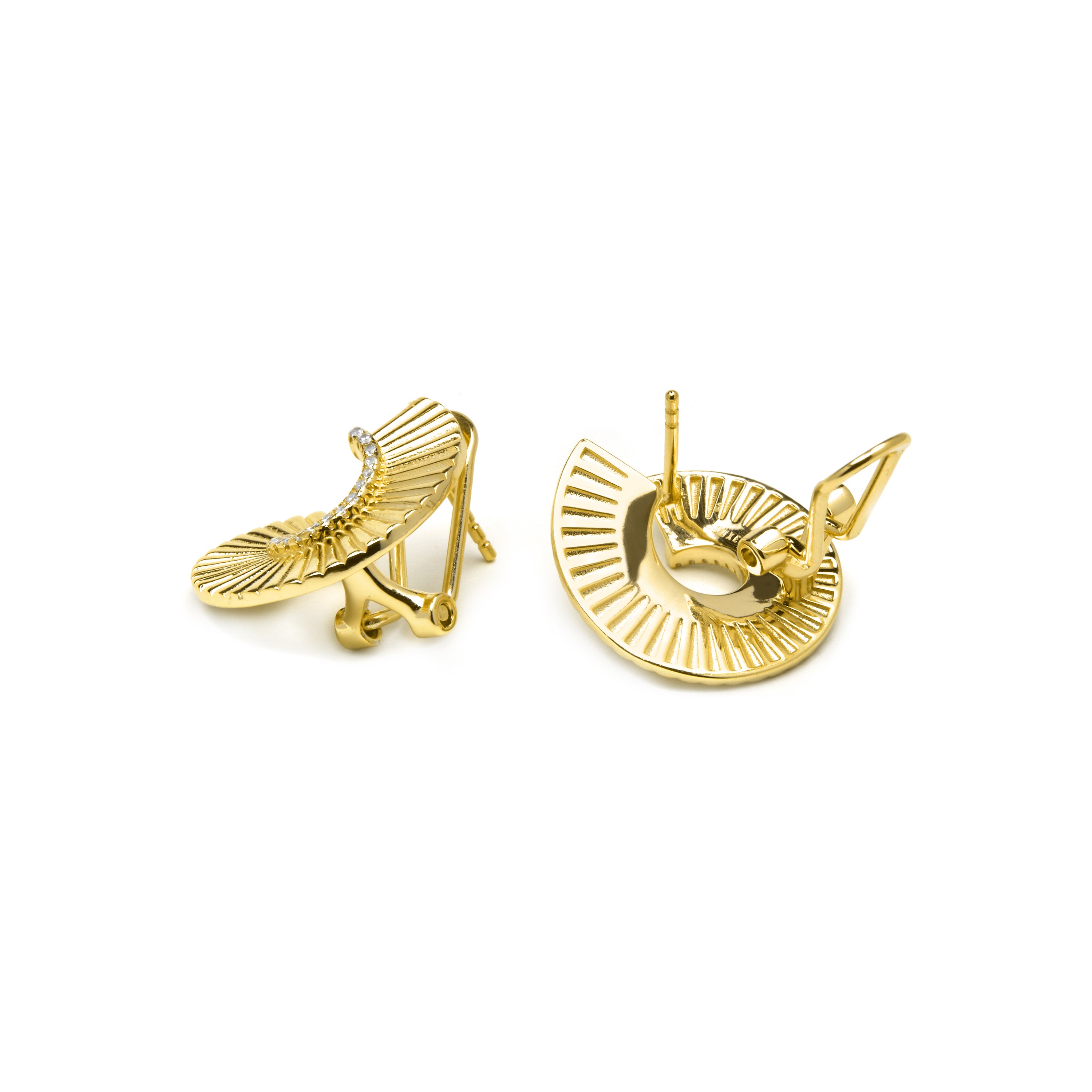 Boucles d'oreilles en argent sterling 925 et zircon brillant finition or jaune 18k - Dragi
