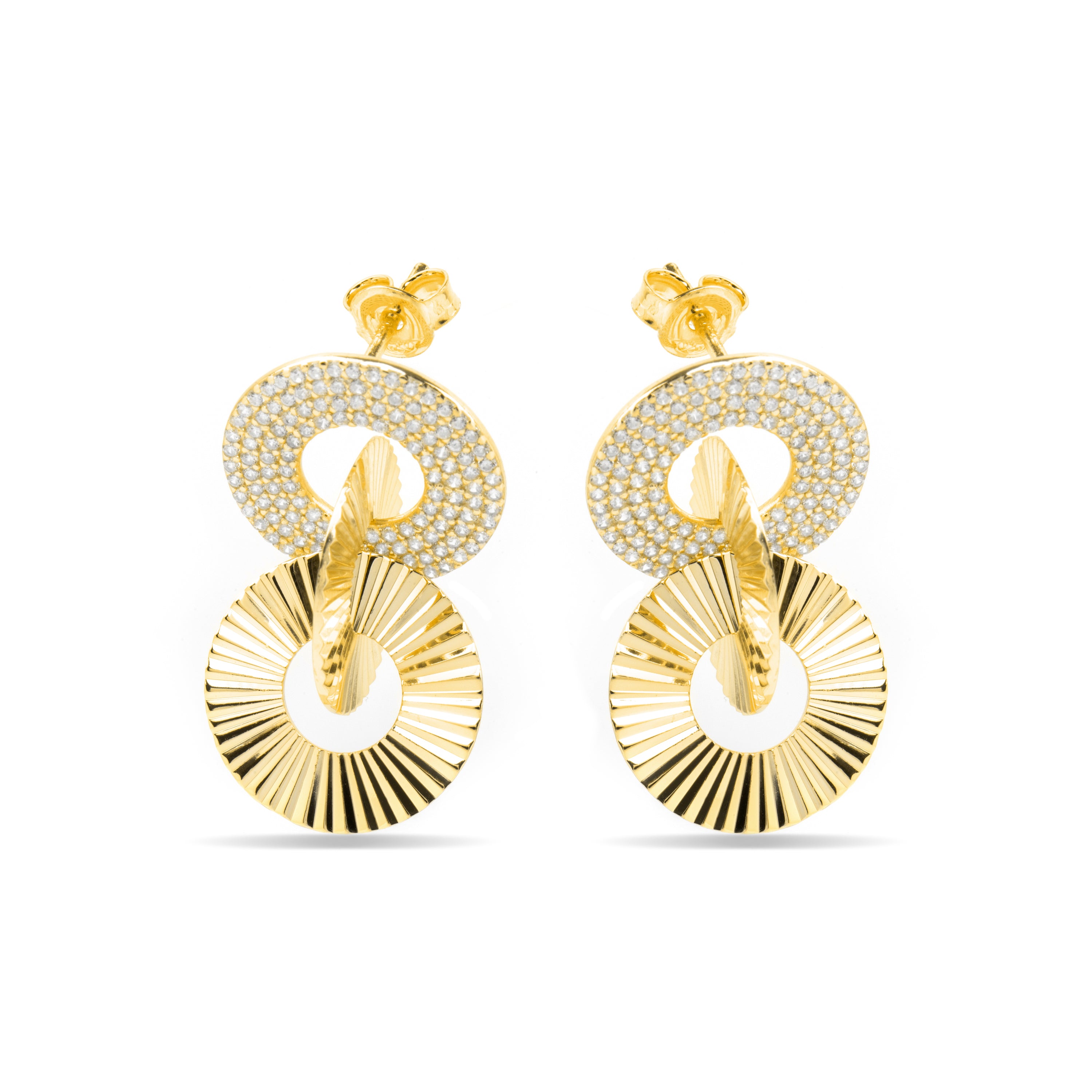 Ohrringe aus 925er Sterlingsilber und funkelndem Zirkonia mit 18k Gelbgold-Finish - Thydi