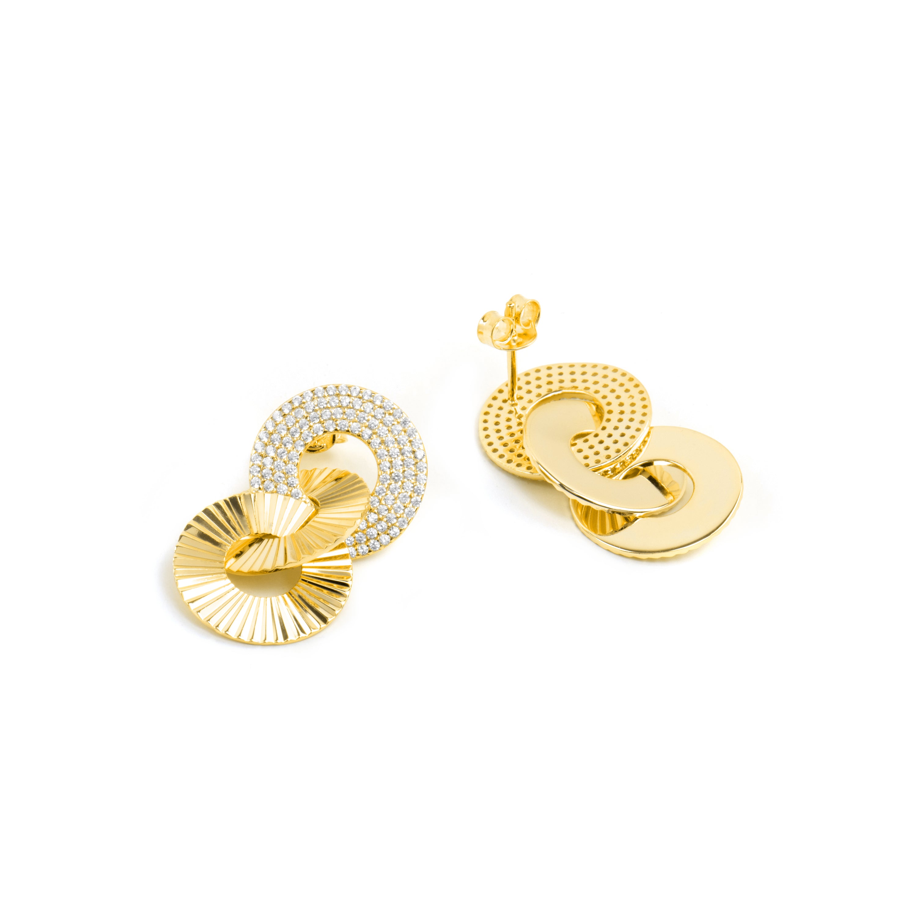 Ohrringe aus 925er Sterlingsilber und funkelndem Zirkonia mit 18k Gelbgold-Finish - Thydi