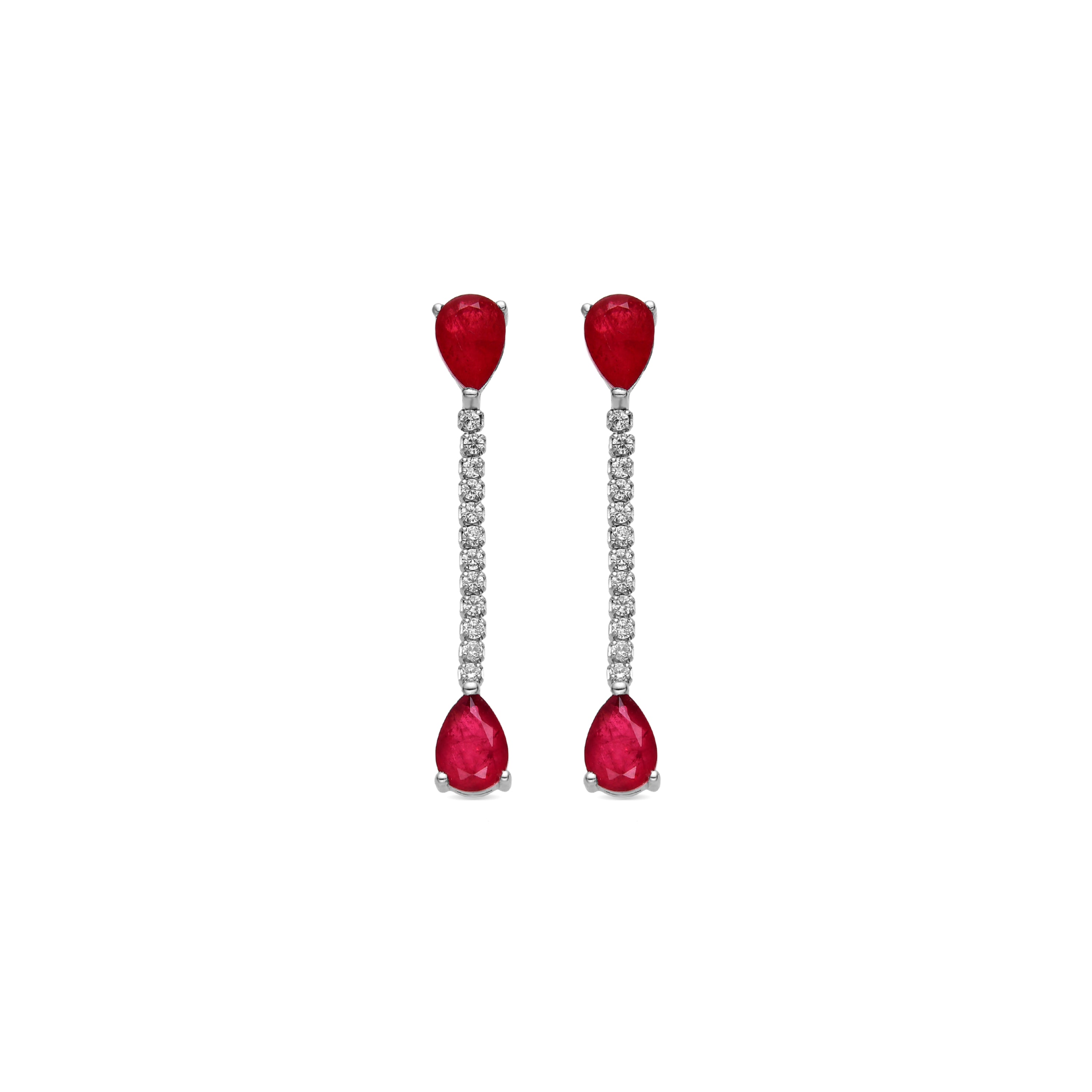 Boucles d'oreilles en argent sterling 925 et quartz hydrothermal cerise finition rhodiée - Kuhao