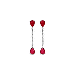 925 Sterling Silver Earrings with Hydrothermal Cherry Quartz, Rhodium Finish - Kuhao