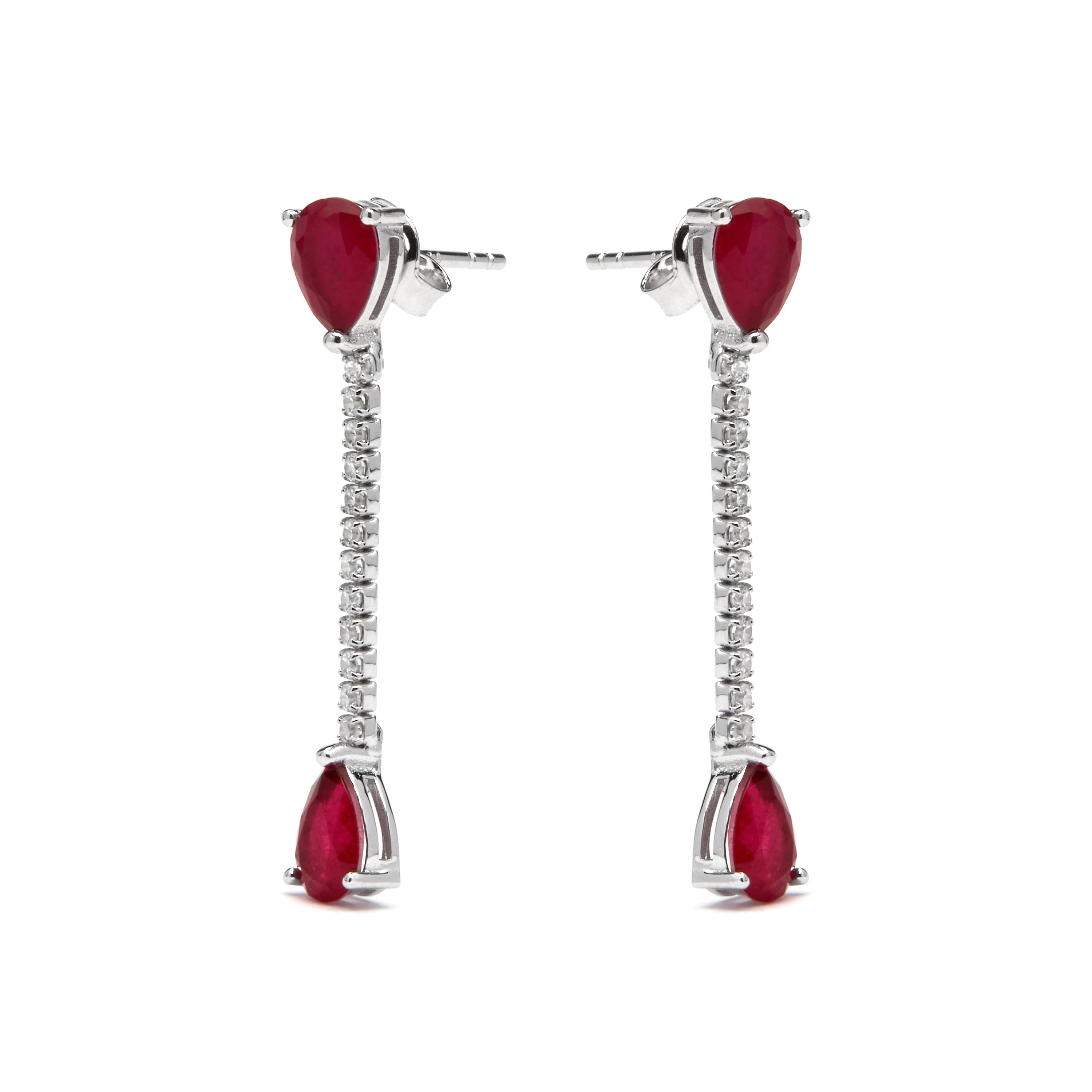 Boucles d'oreilles en argent sterling 925 et quartz hydrothermal cerise finition rhodiée - Kuhao