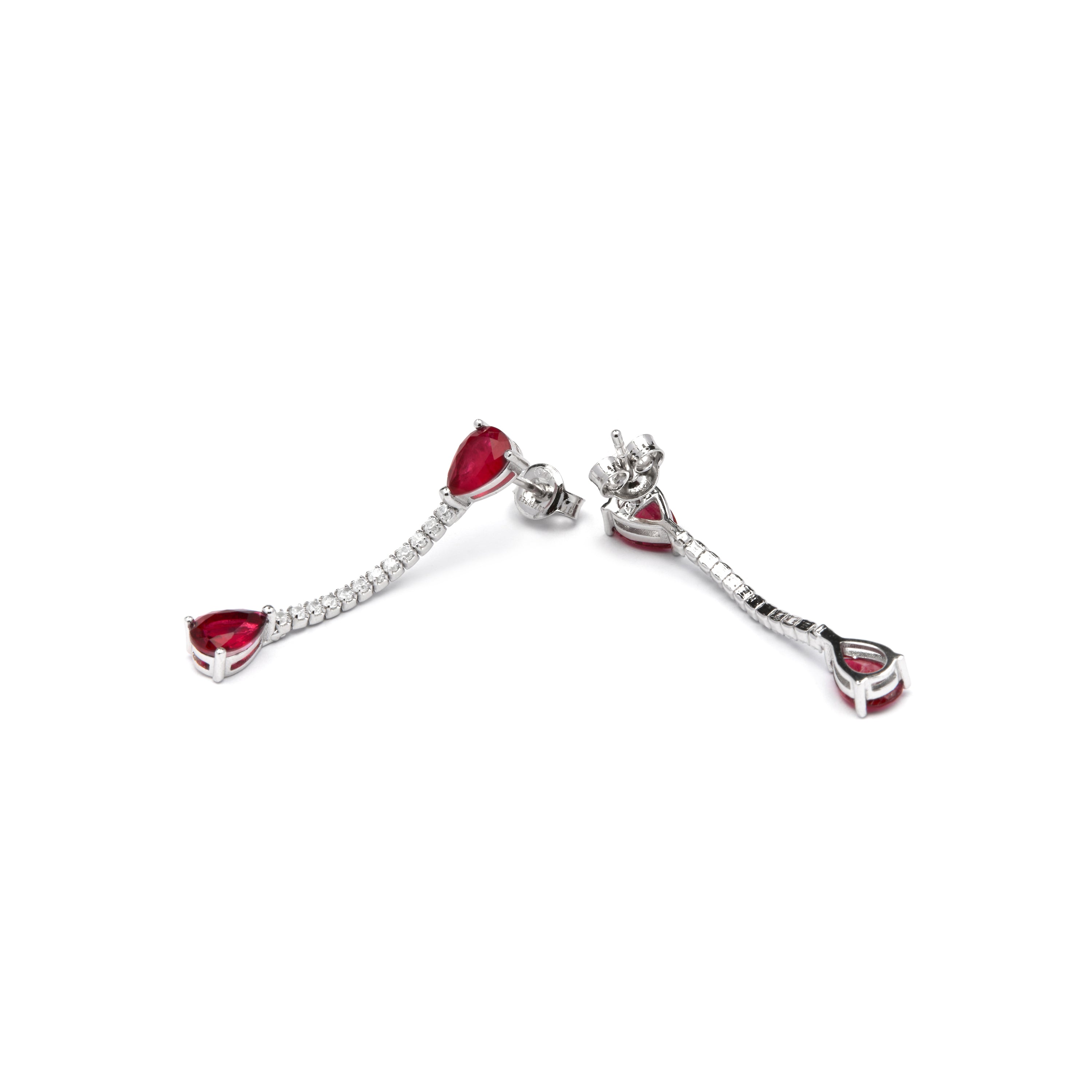Boucles d'oreilles en argent sterling 925 et quartz hydrothermal cerise finition rhodiée - Kuhao