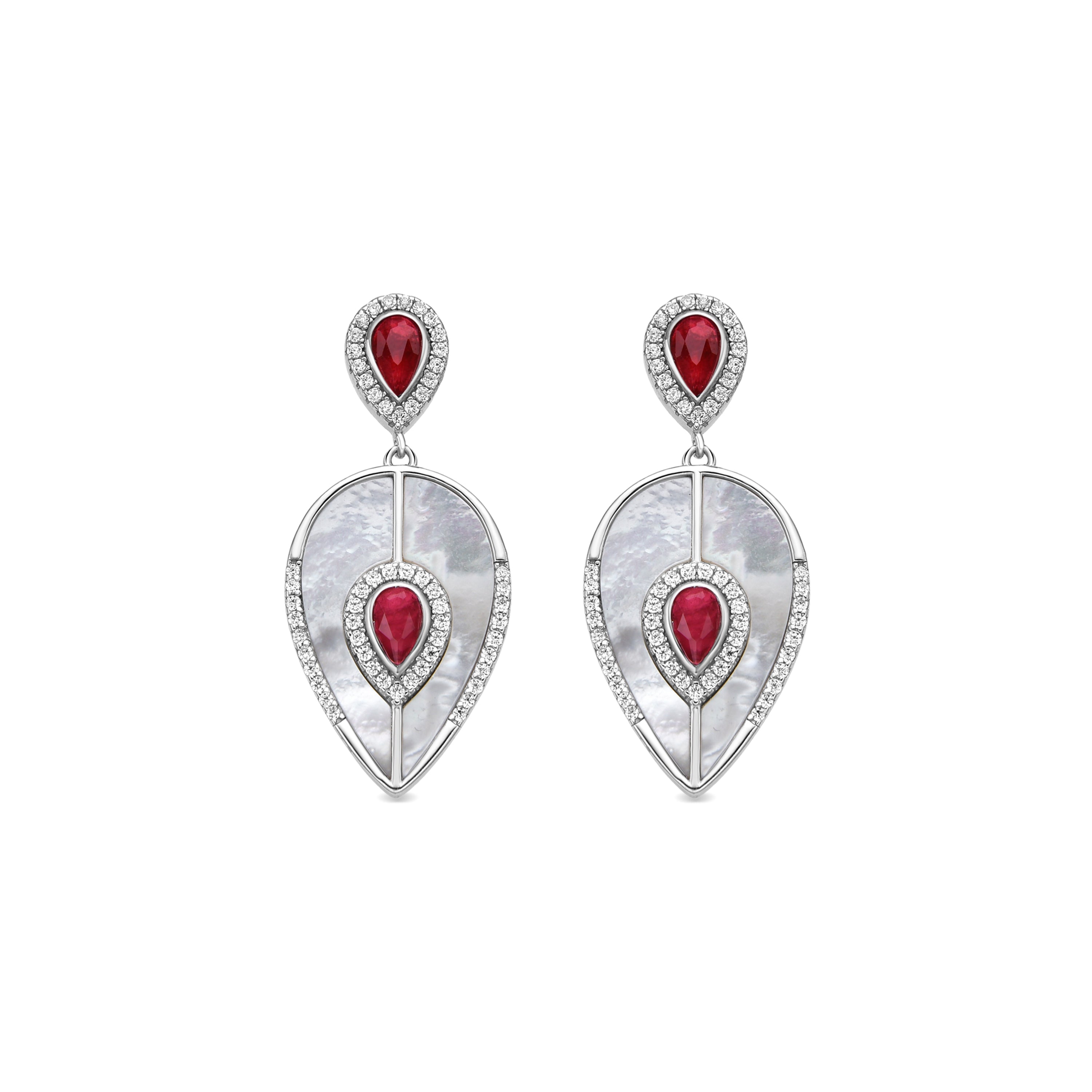 Boucles d'oreilles en argent sterling 925 et quartz hydrothermal cerise finition rhodiée - Torwa