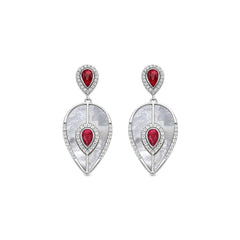 925 Sterling Silver Earrings with Hydrothermal Cherry Quartz, Rhodium Finish - Torwa
