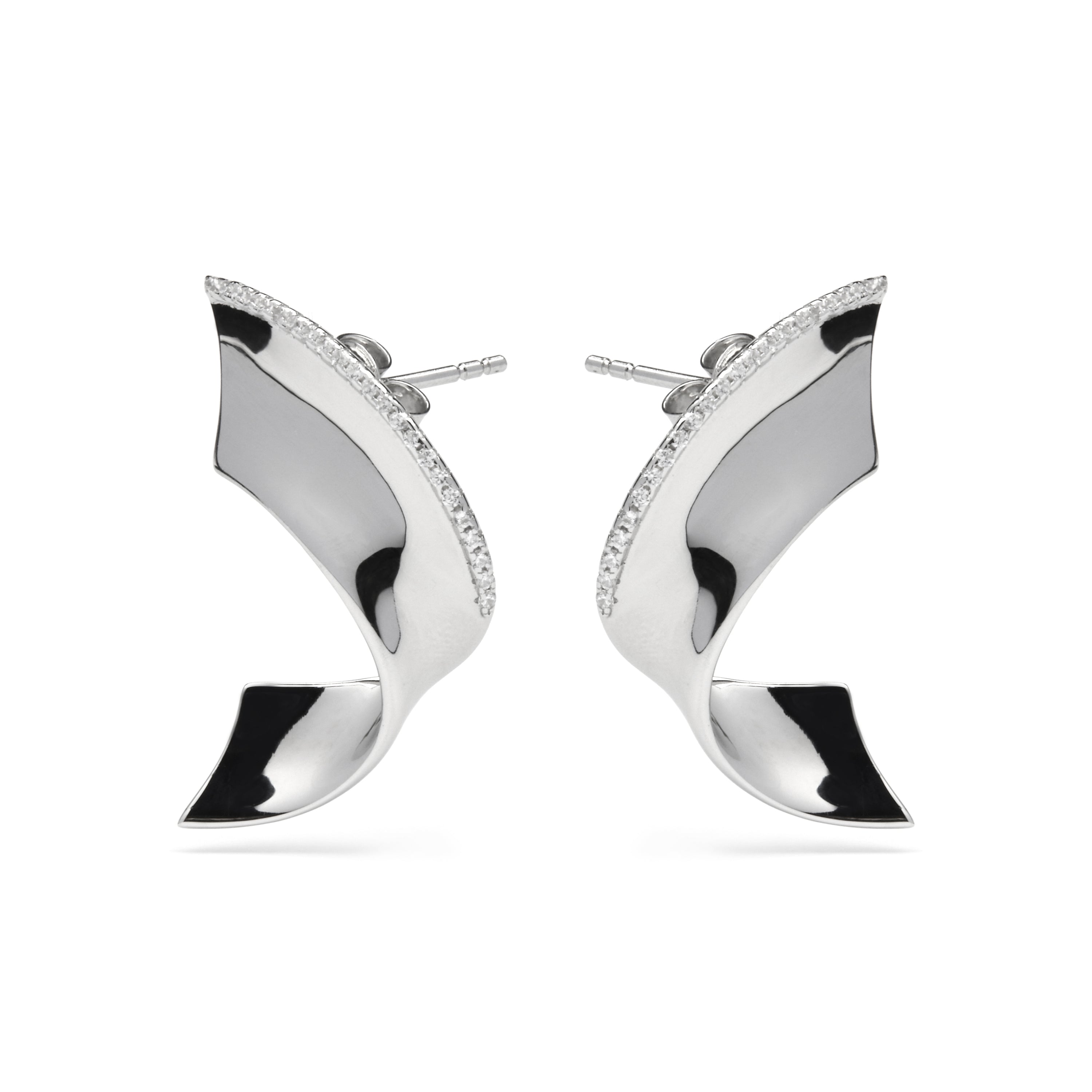 Boucles d'oreilles en argent sterling 925 et zircon brillant finition rhodiée - Girea