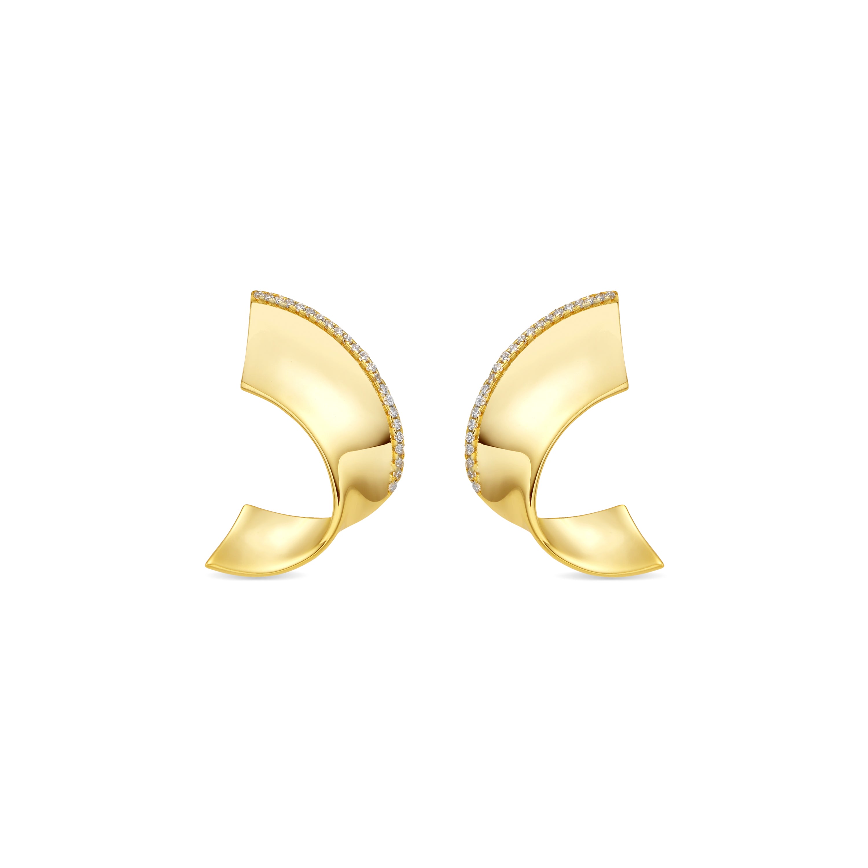 925 Sterling Silver Earrings with Brilliant Zirconia, 18k Yellow Gold Finish - Girea