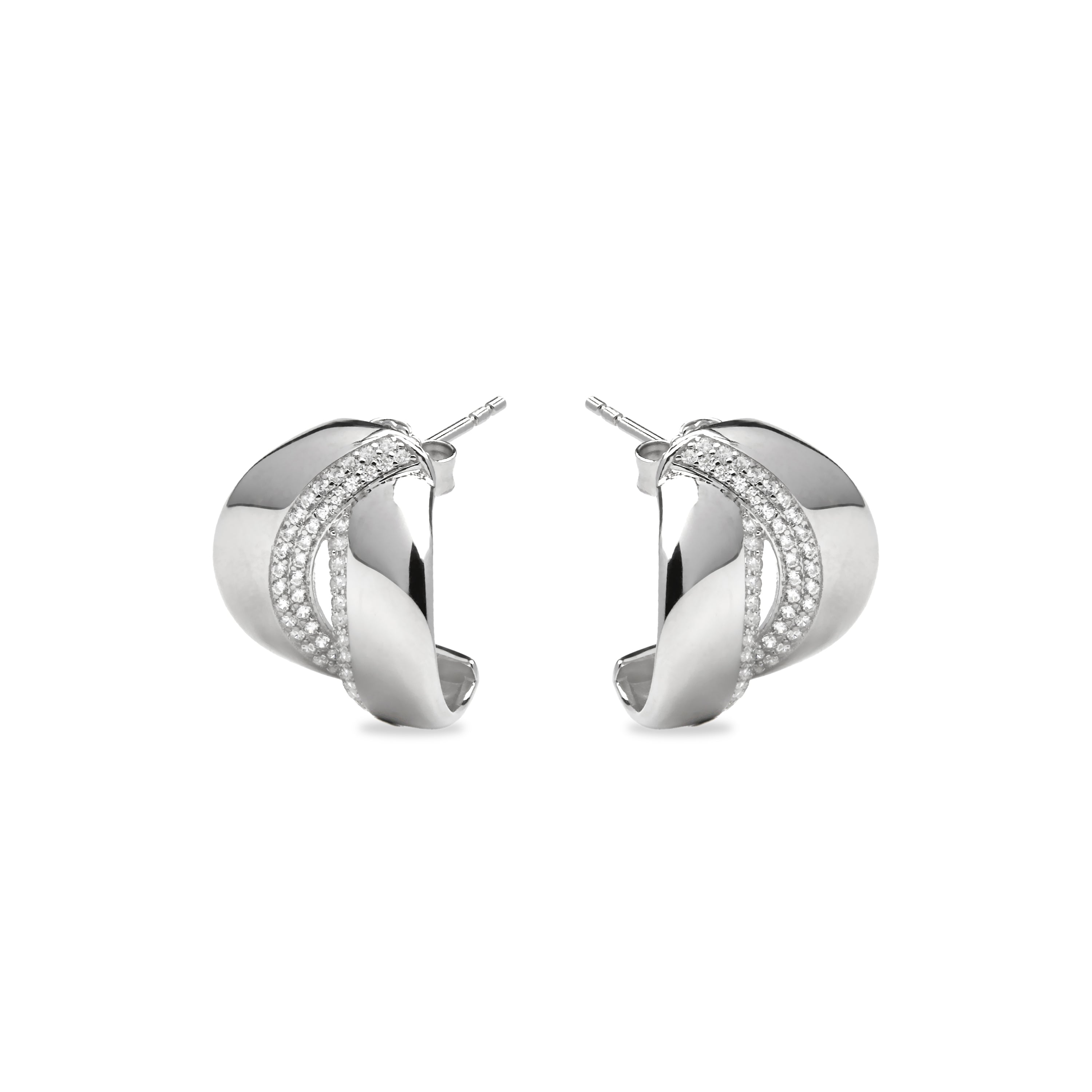 925er Sterlingsilber-Ohrringe mit funkelndem Zirkonia und Rhodium-Finish - Asrae