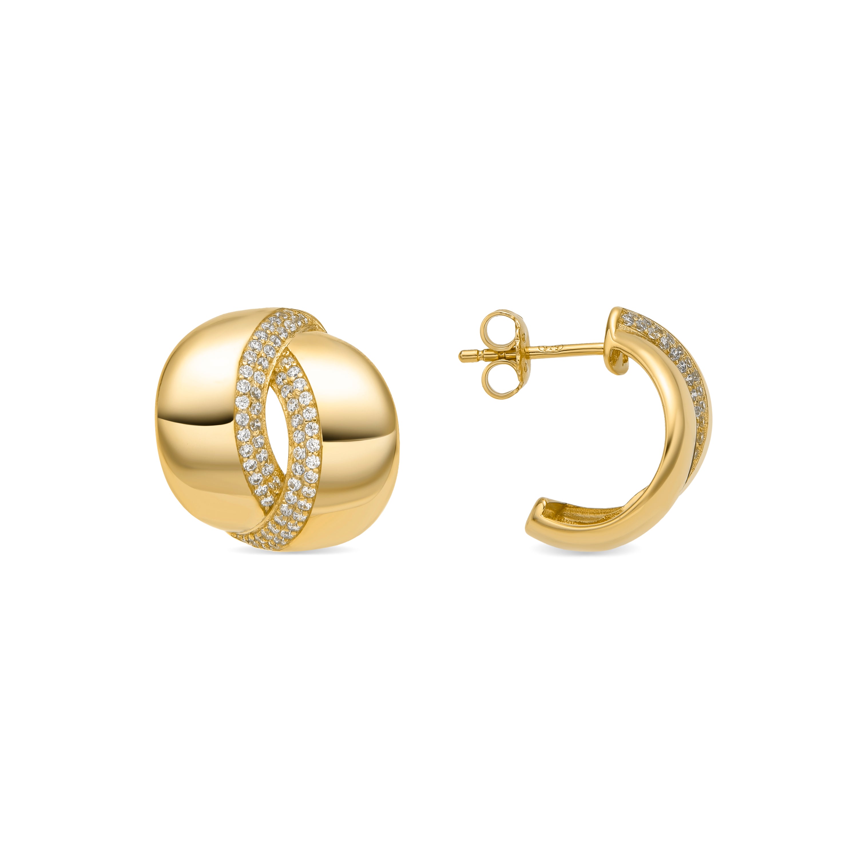 Orecchini in Argento Sterling 925 e Zirconia Brillante con finitura in oro giallo 18k - Asrae
