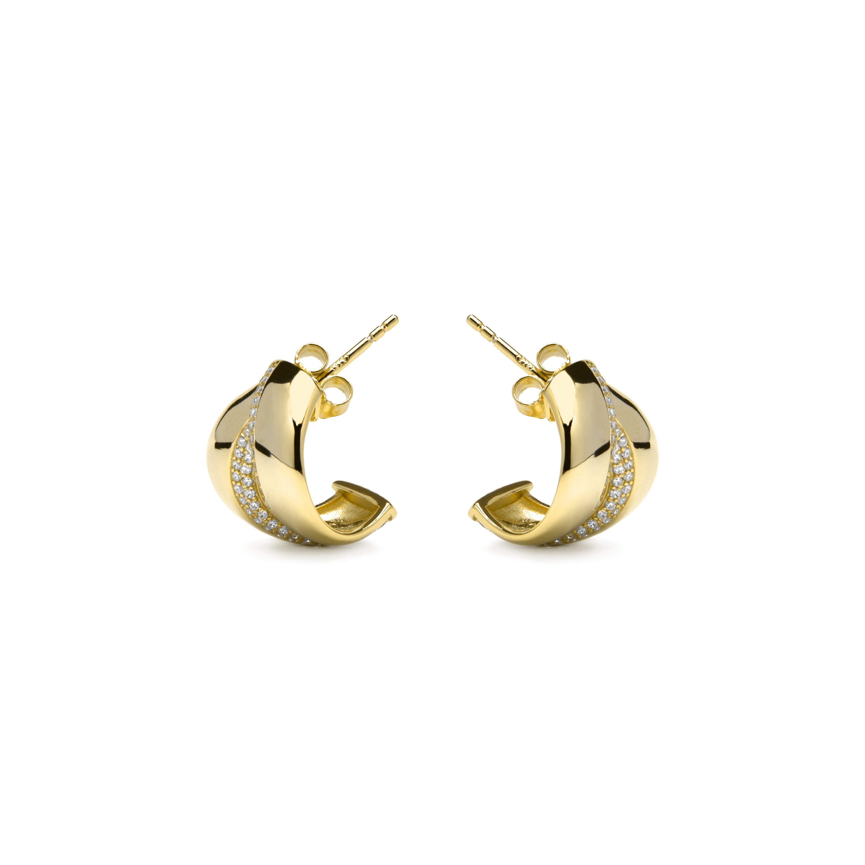 Orecchini in Argento Sterling 925 e Zirconia Brillante con finitura in oro giallo 18k - Asrae