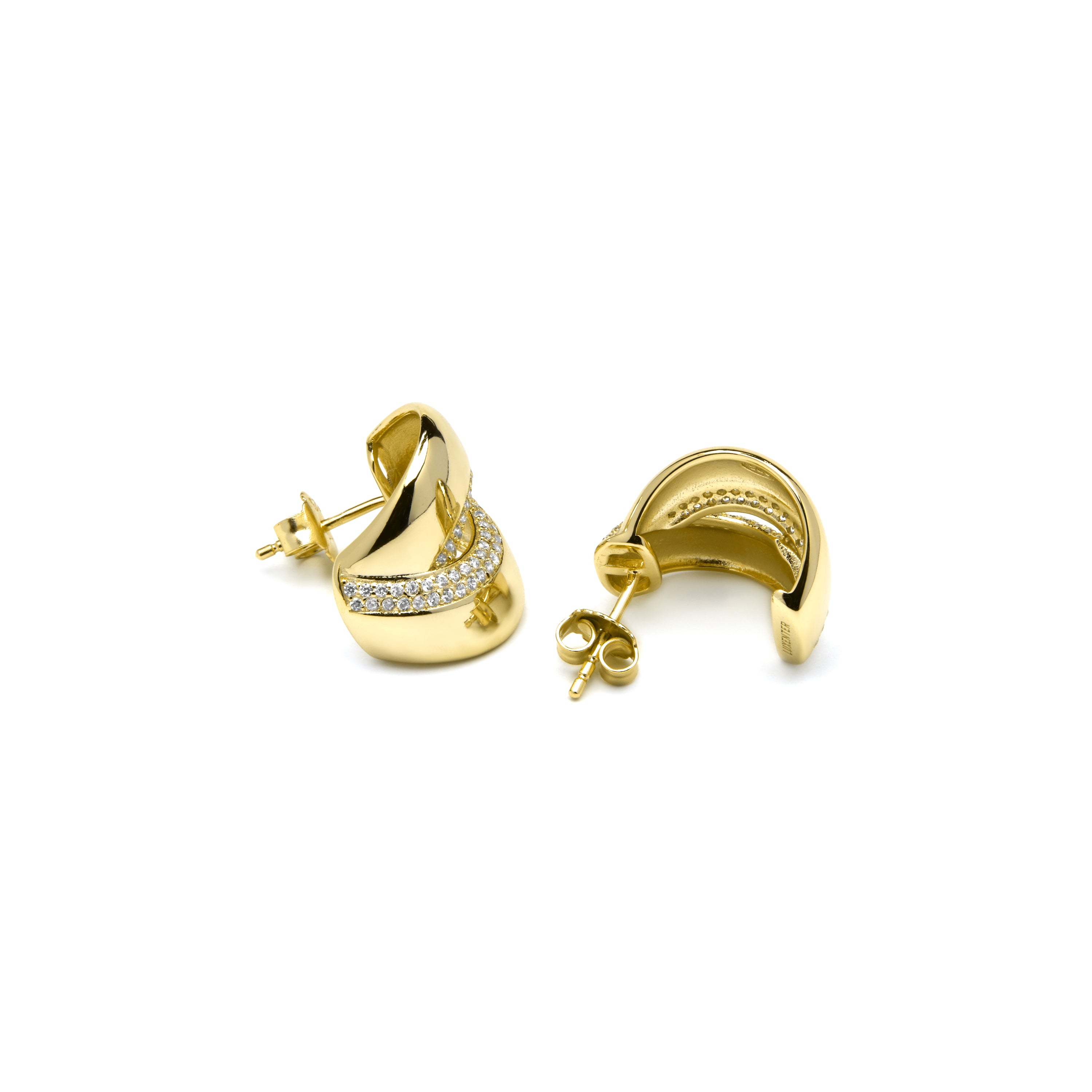 Orecchini in Argento Sterling 925 e Zirconia Brillante con finitura in oro giallo 18k - Asrae