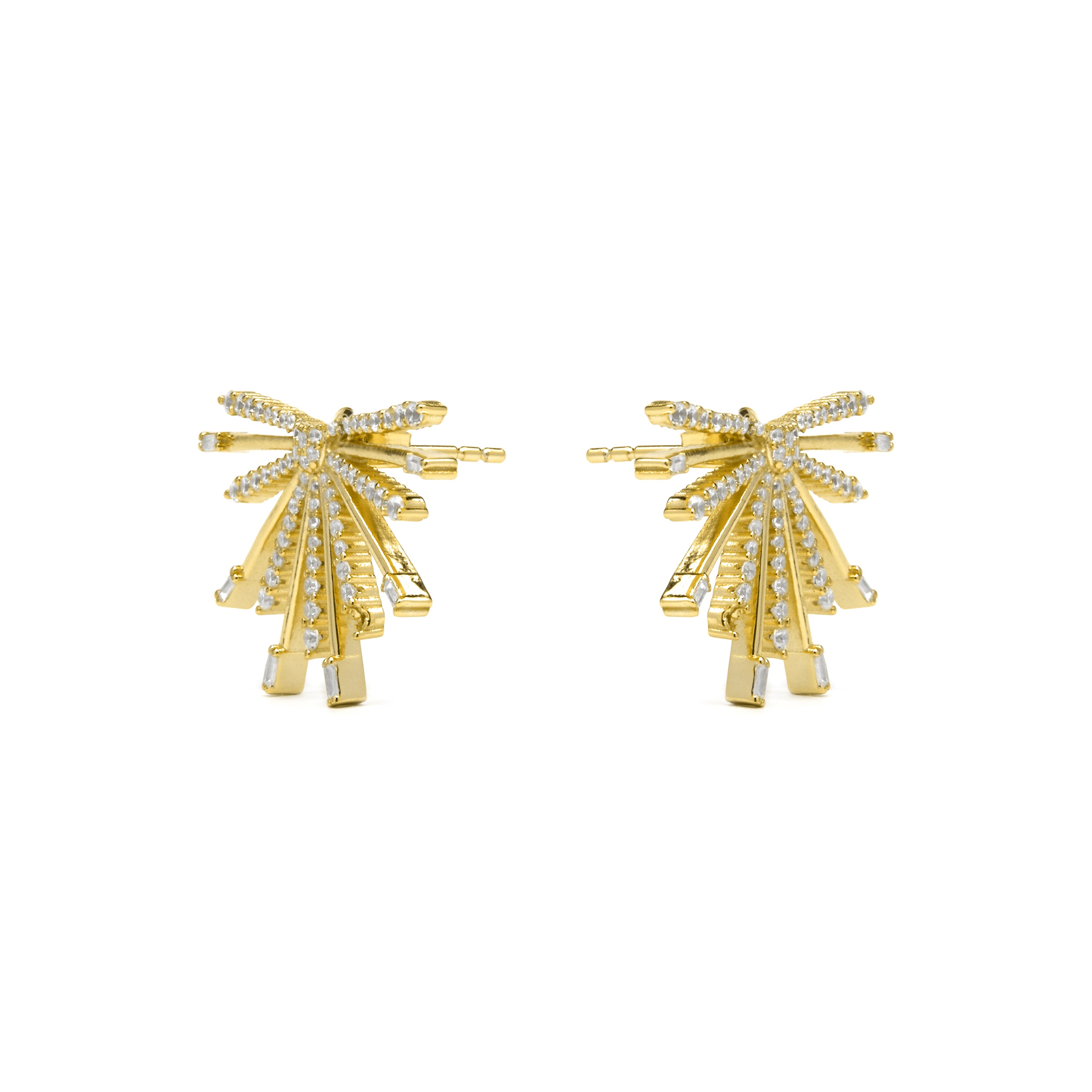 Pendientes de Plata de Ley 925 y Circonita Brillante acabado oro amarillo de 18k - Amin