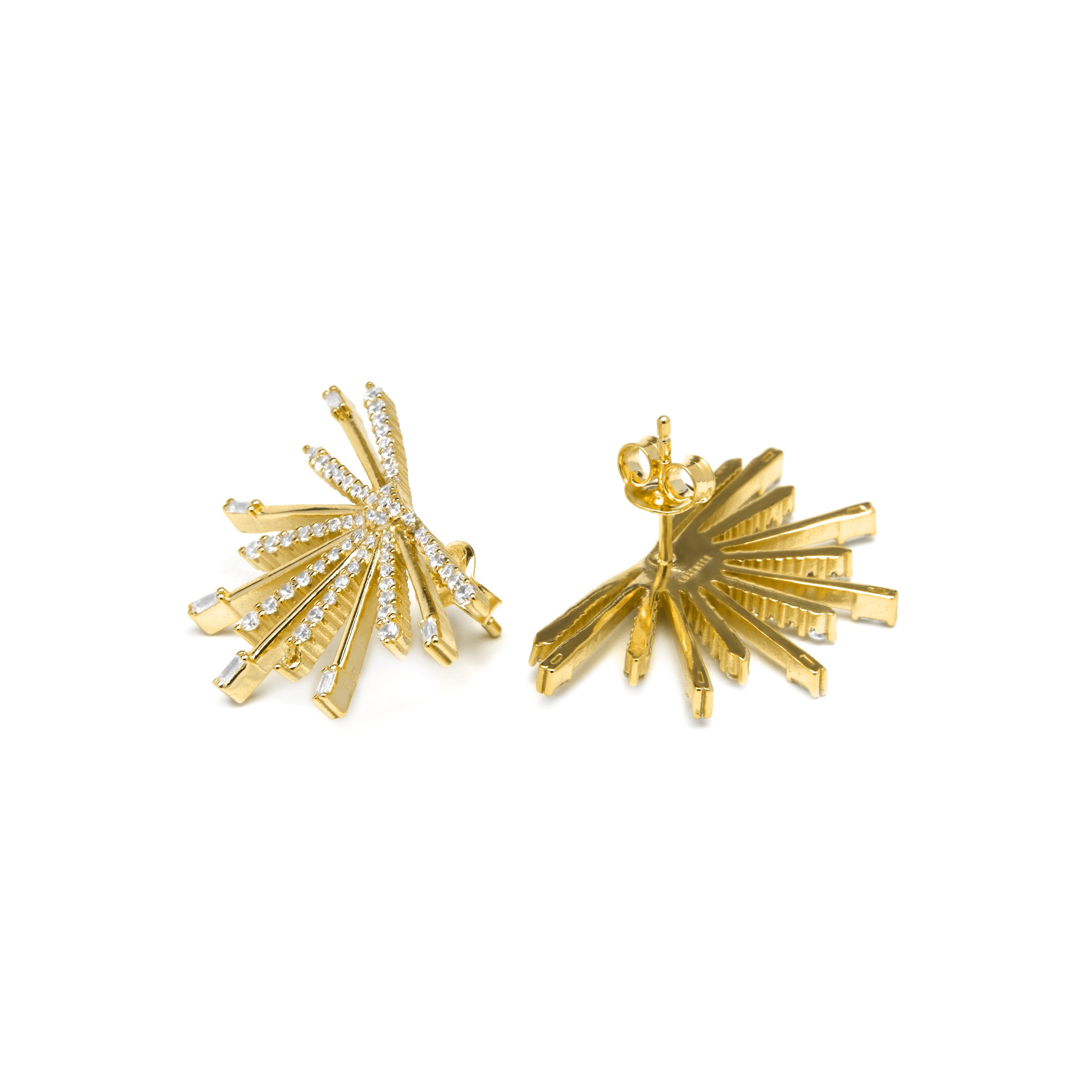 Pendientes de Plata de Ley 925 y Circonita Brillante acabado oro amarillo de 18k - Amin