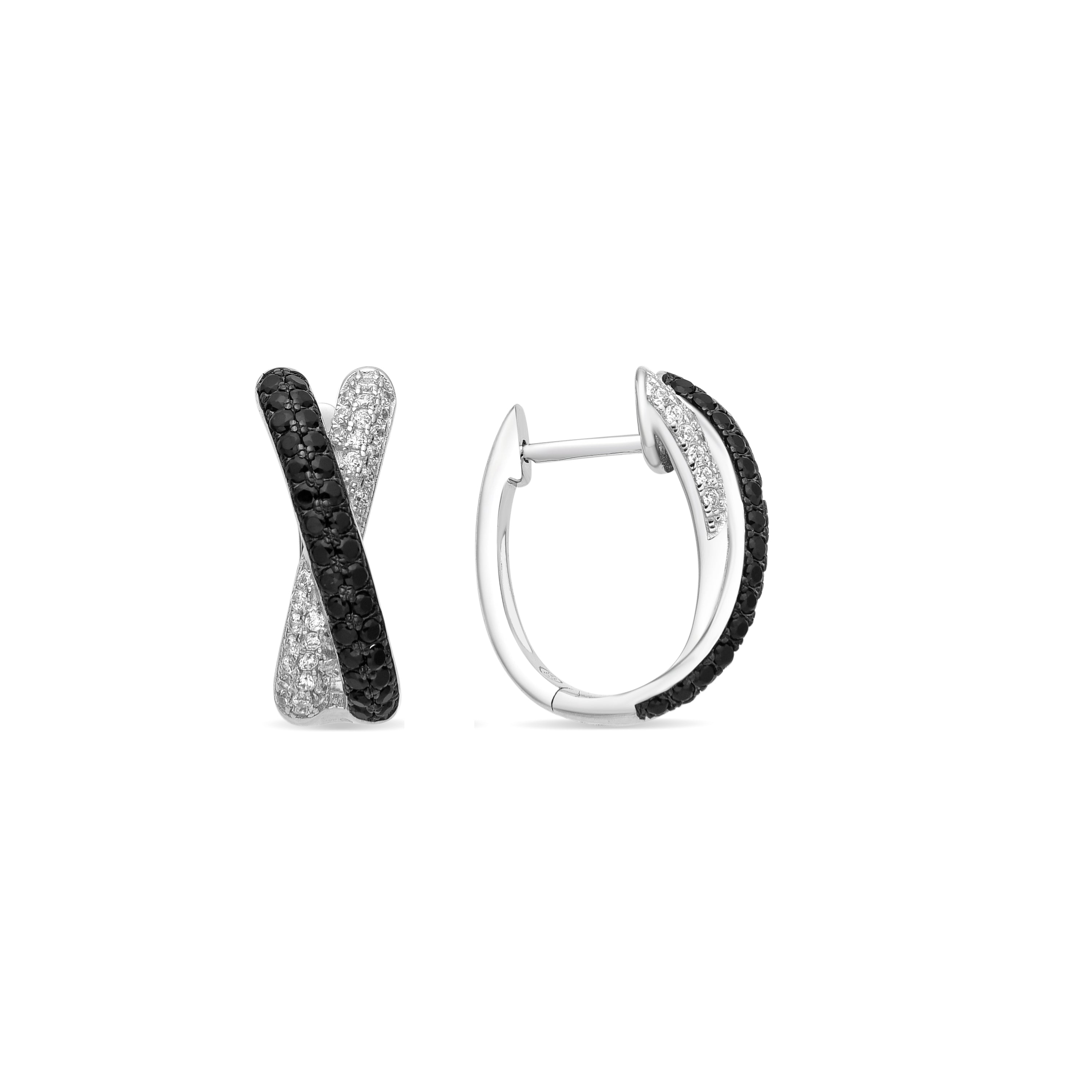 Ohrringe aus 925er Sterlingsilber und Onyx-Zirkonia mit Rhodium-Finish - Brune