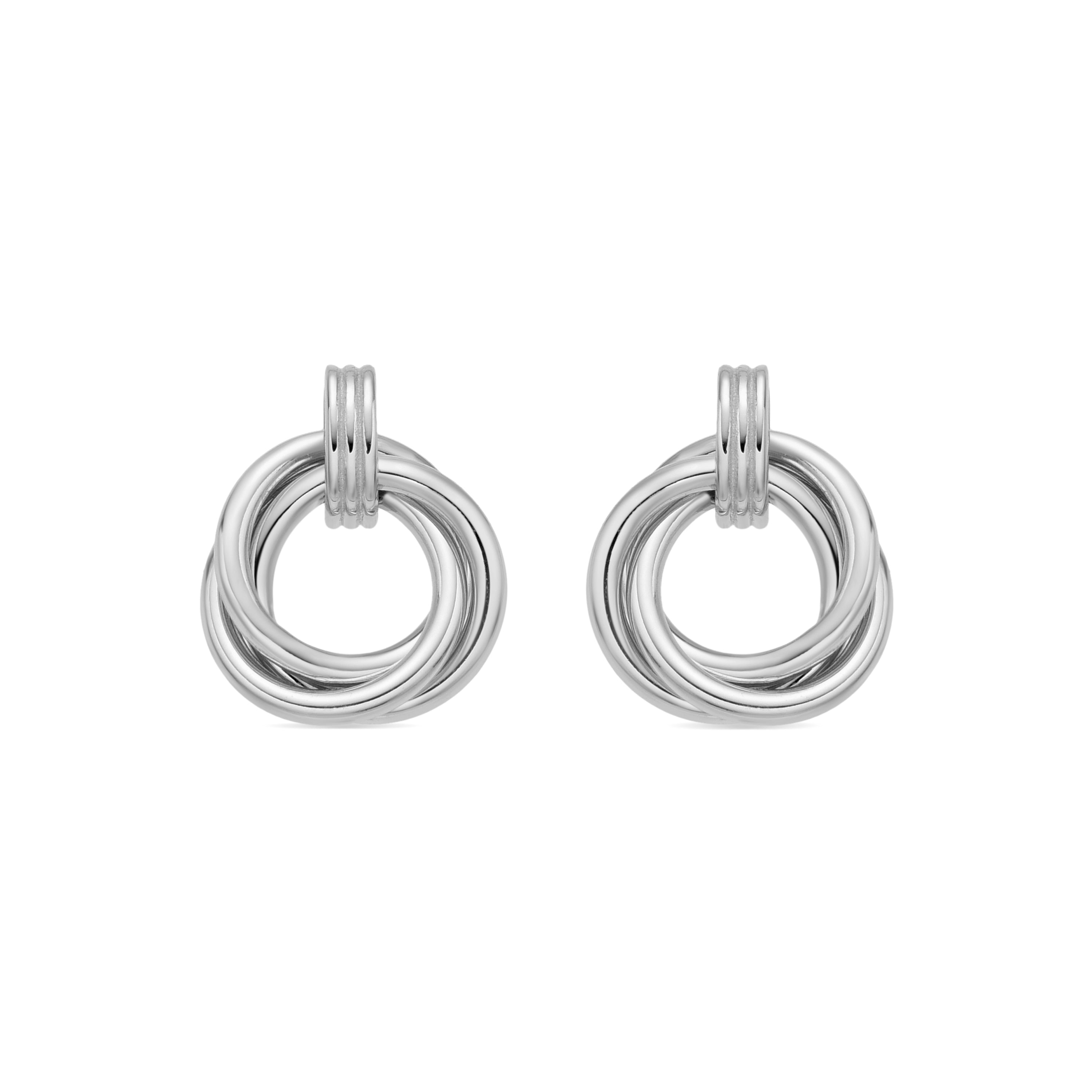 925 Sterling Silver Earrings with Brilliant Zirconia, Rhodium Finish - Imad