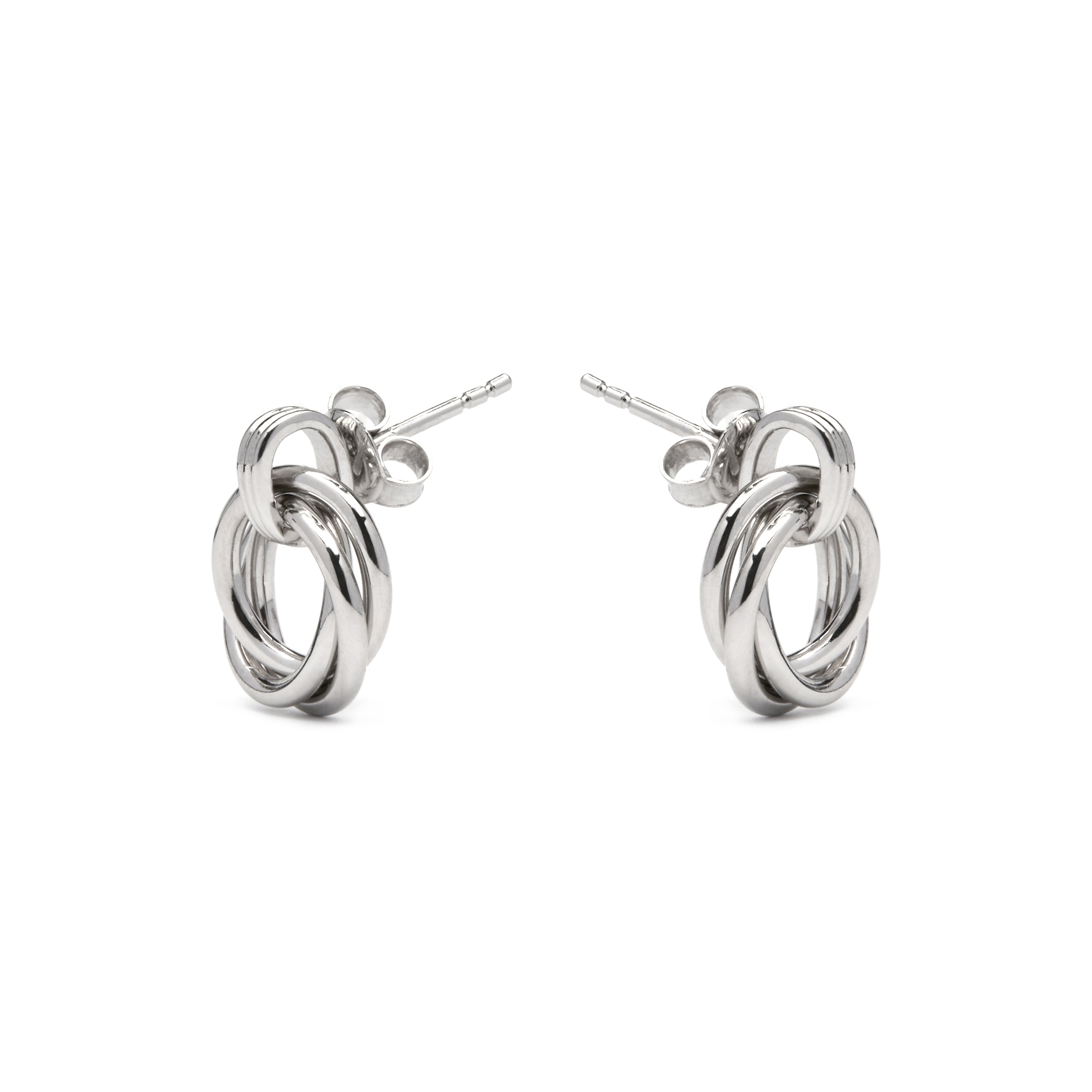 925 Sterling Silver Earrings with Brilliant Zirconia, Rhodium Finish - Imad