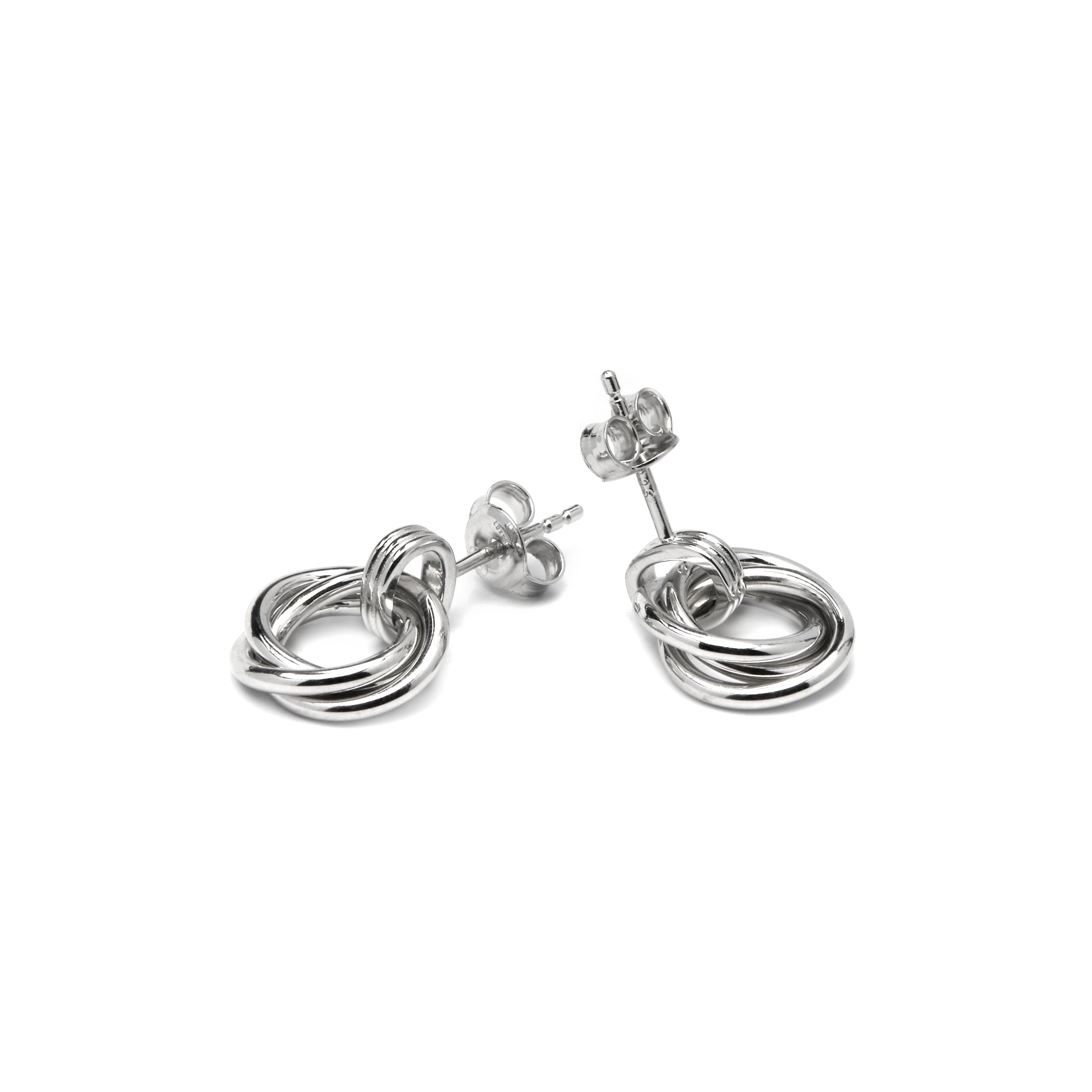 925 Sterling Silver Earrings with Brilliant Zirconia, Rhodium Finish - Imad