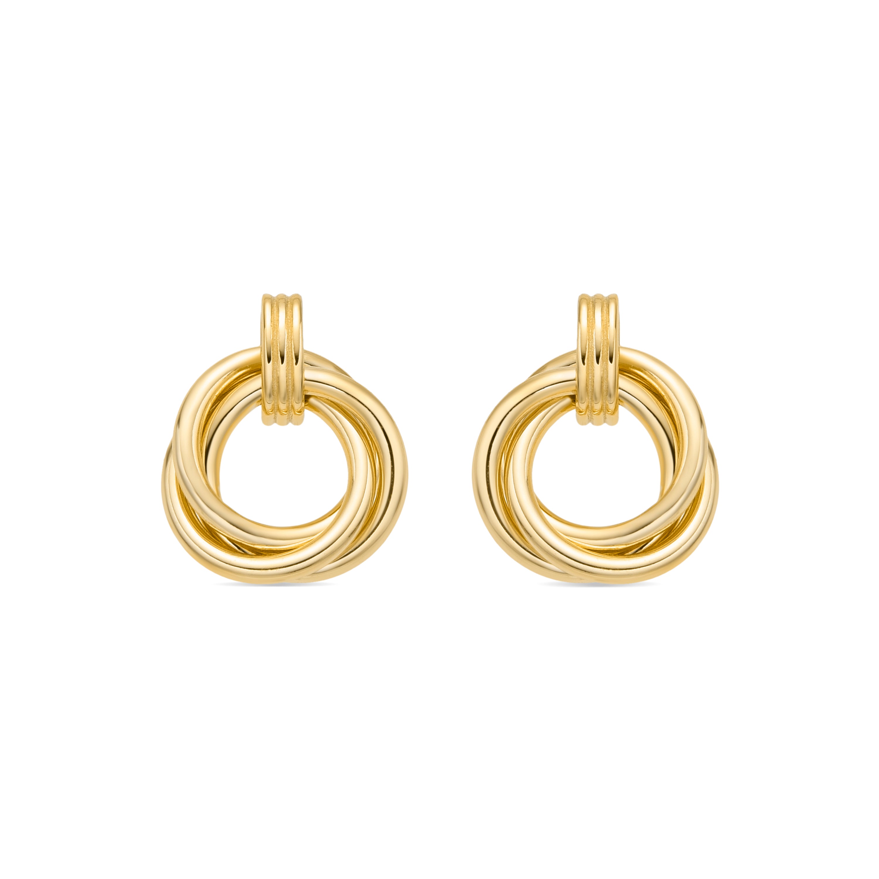 Boucles d'oreilles en argent sterling 925 et zircon brillant finition or jaune 18k - Uless