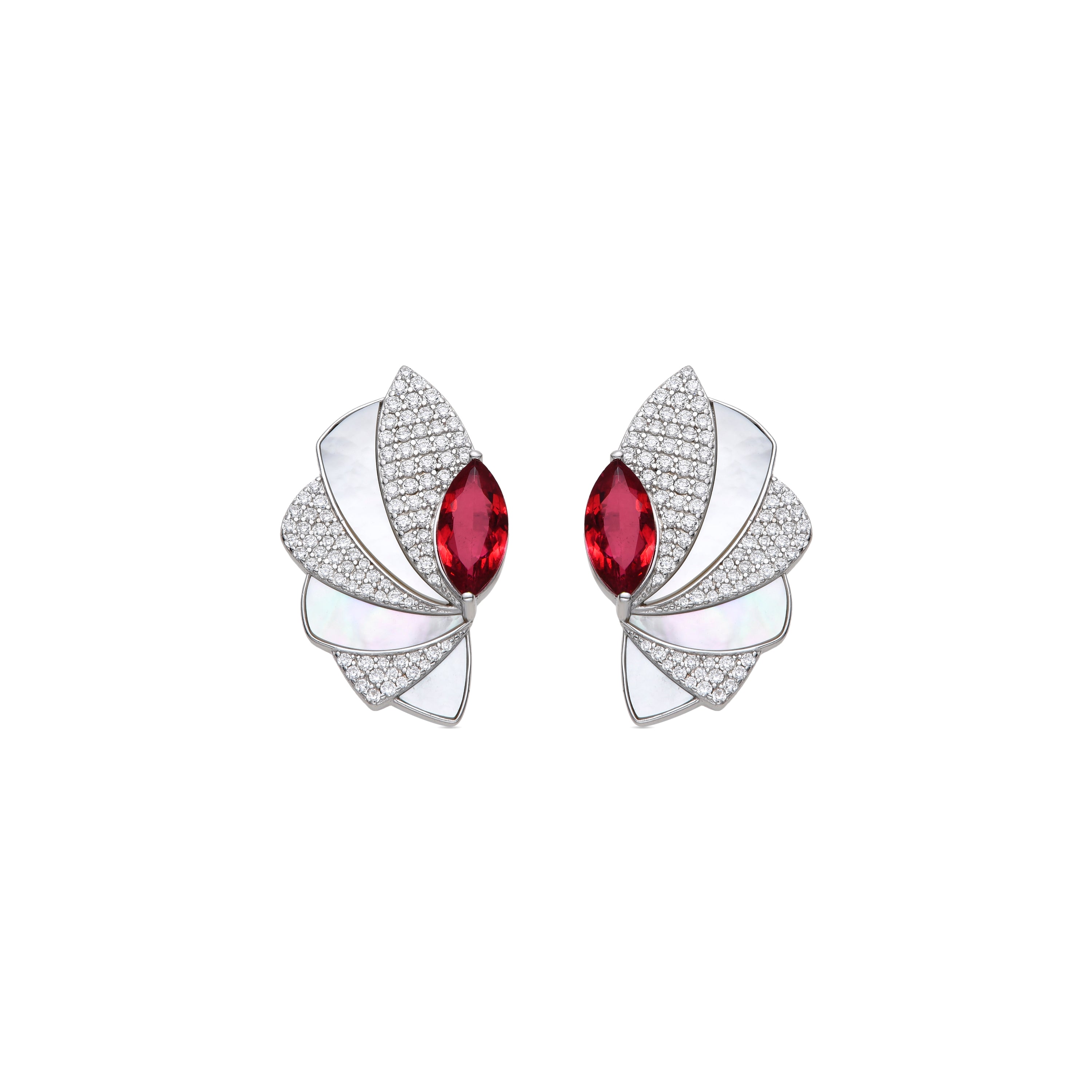 925 Sterling Silver Earrings with Hydrothermal Cherry Quartz, Rhodium Finish - Dyane