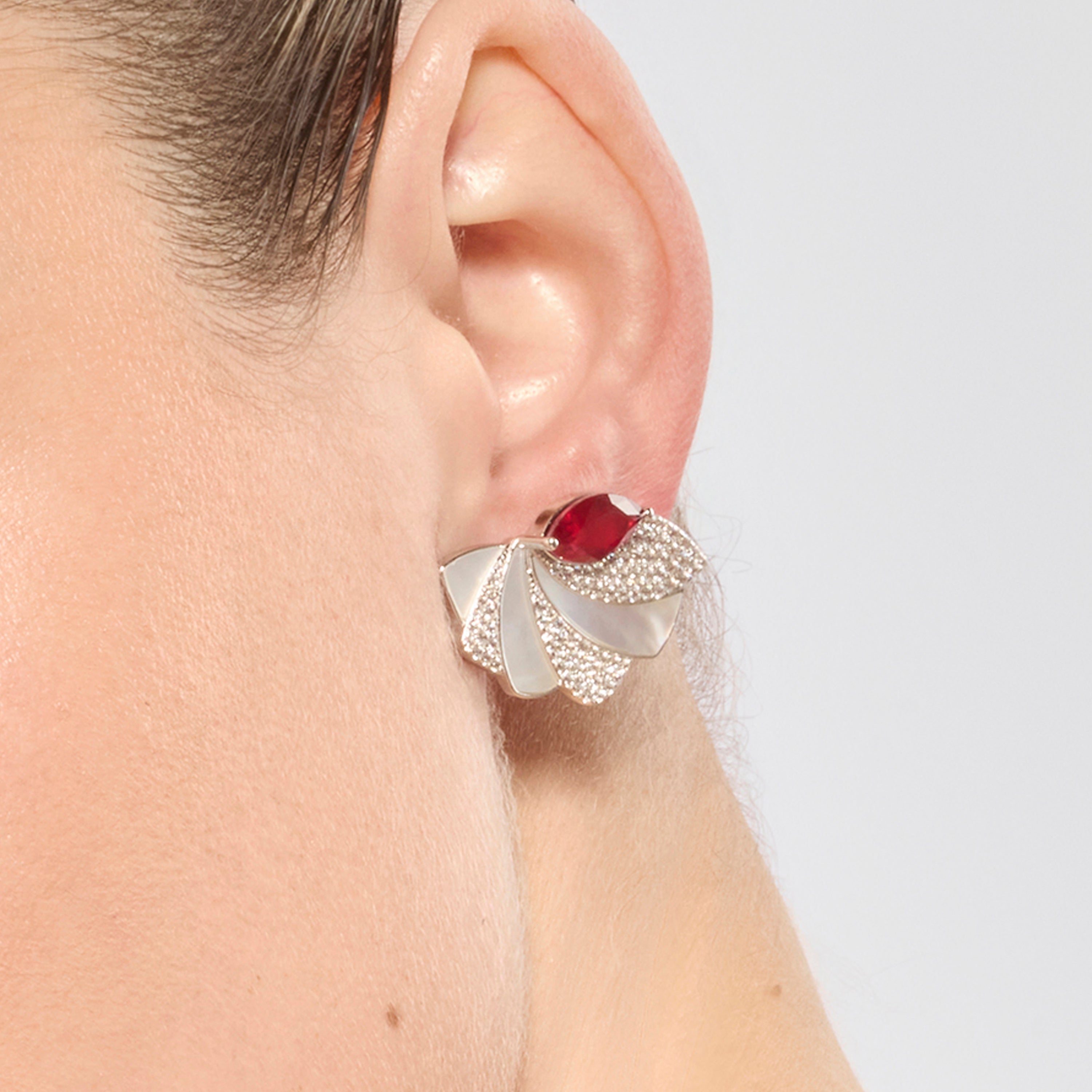 925 Sterling Silver Earrings with Hydrothermal Cherry Quartz, Rhodium Finish - Dyane