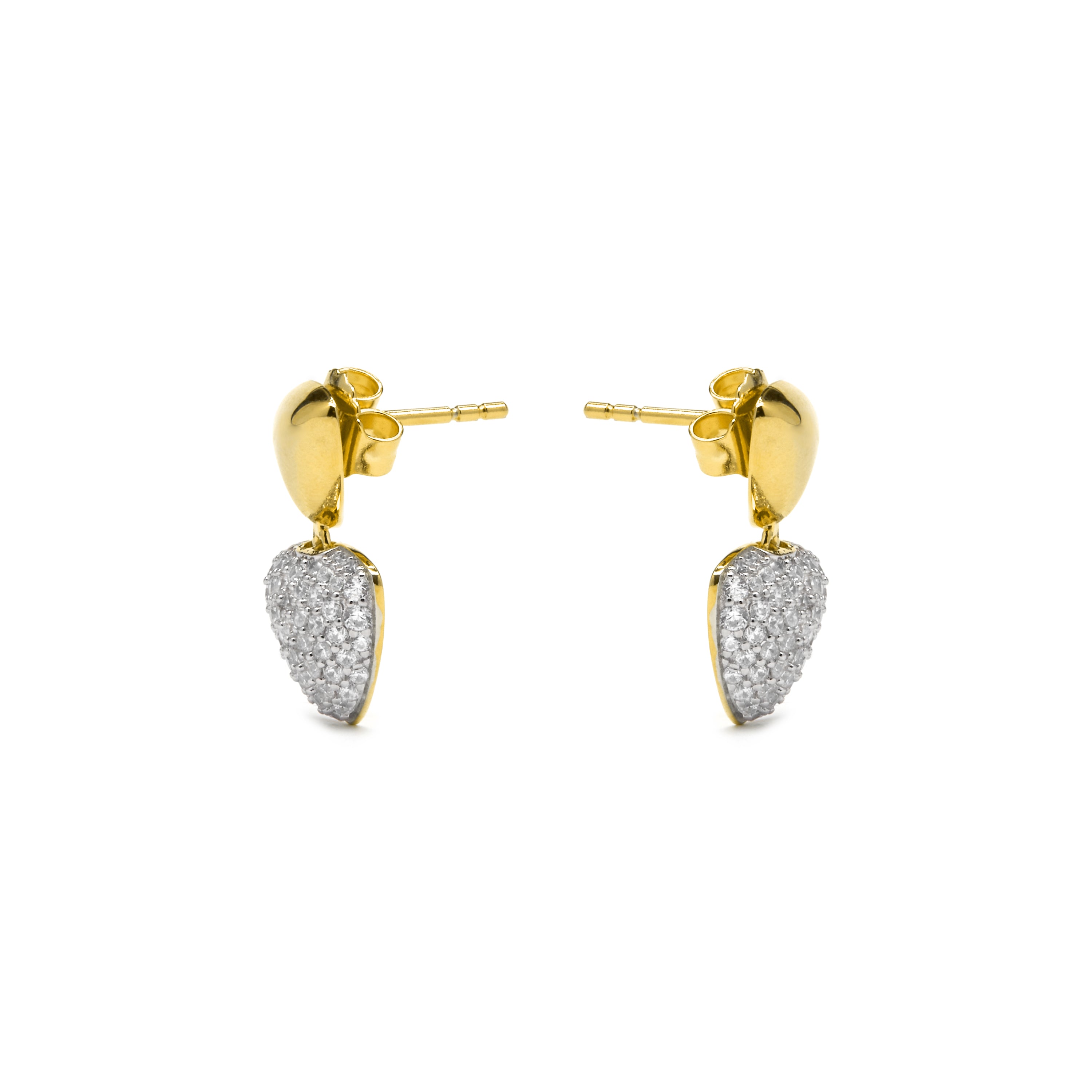 Ohrringe aus 925er Sterlingsilber und glänzenden Zirkonia mit 18k Gelbgold-Finish - Haju