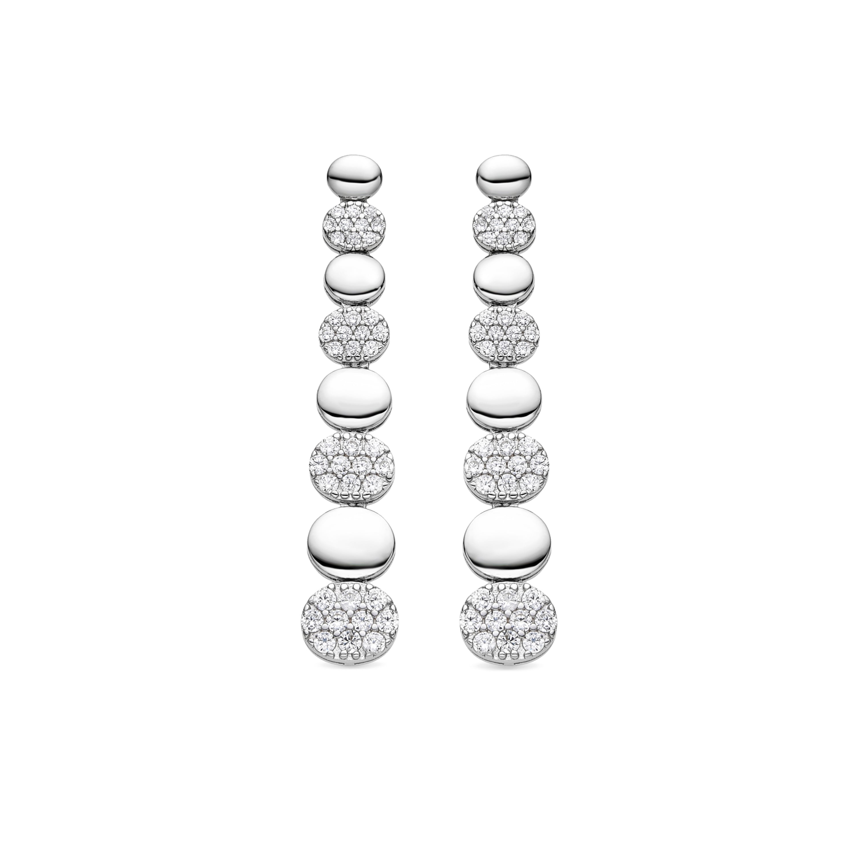 Boucles d'oreilles en argent sterling 925 et zircon brillant finition rhodiée - Cueko
