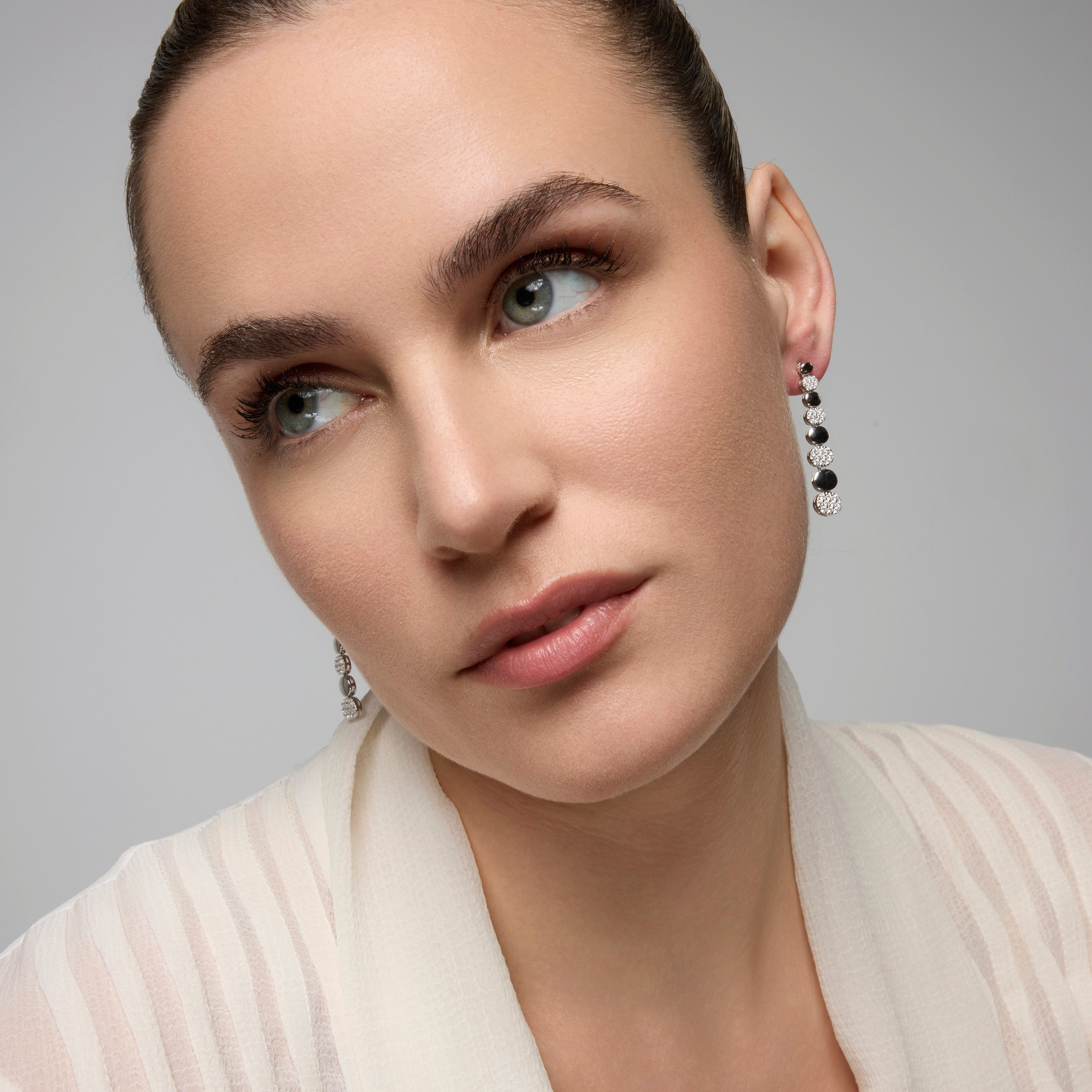 Boucles d'oreilles en argent sterling 925 et zircon brillant finition rhodiée - Cueko
