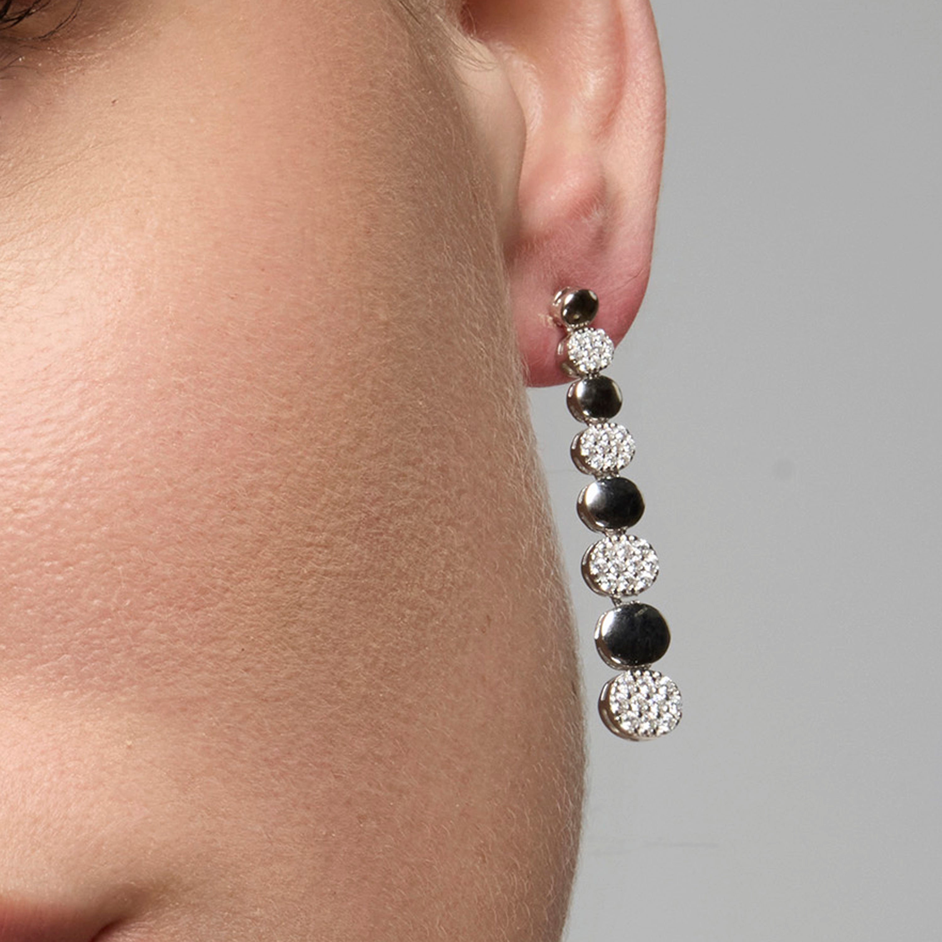 Boucles d'oreilles en argent sterling 925 et zircon brillant finition rhodiée - Cueko