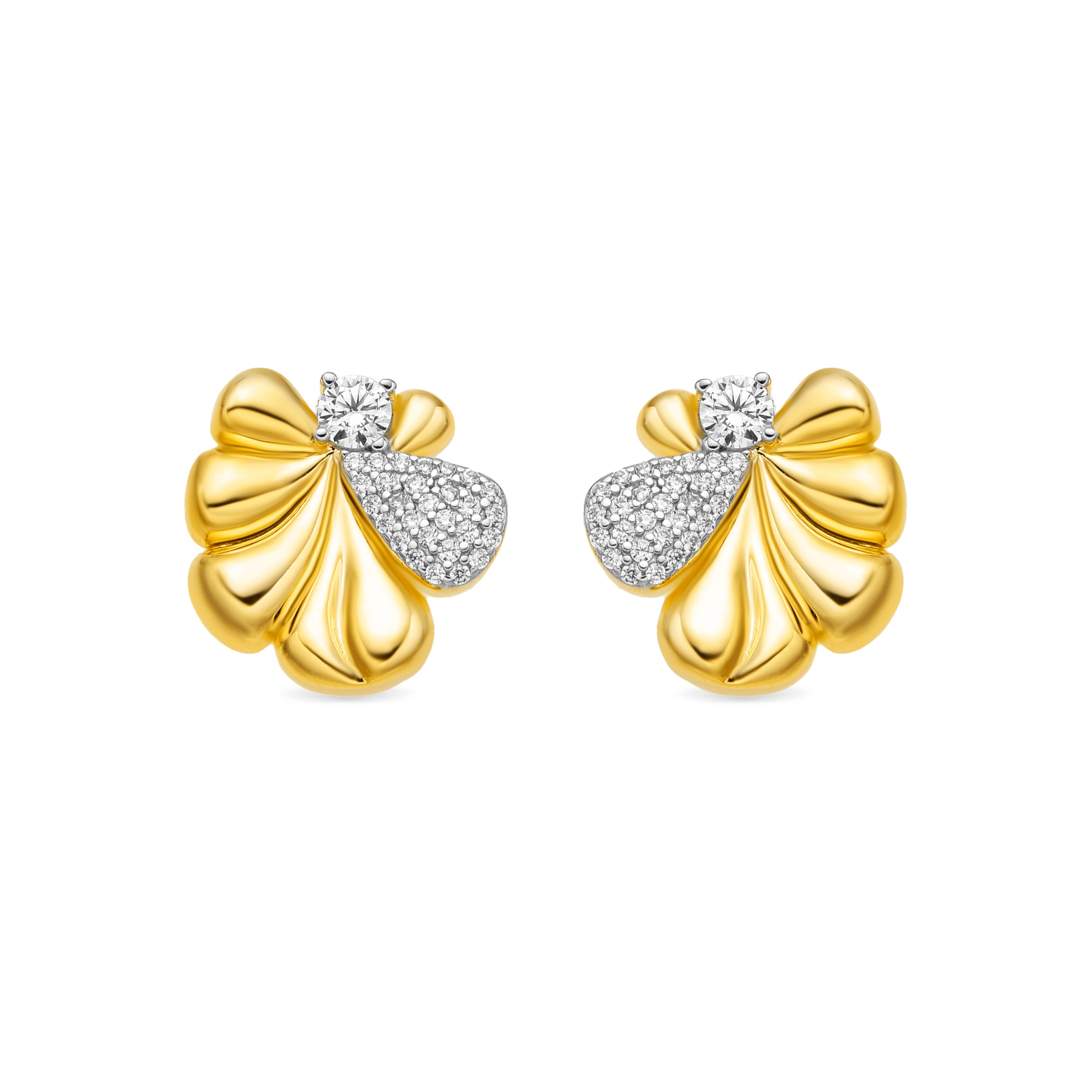 Pendientes de Plata de Ley 925 y Circonita Brillante acabado oro amarillo de 18k - Miski