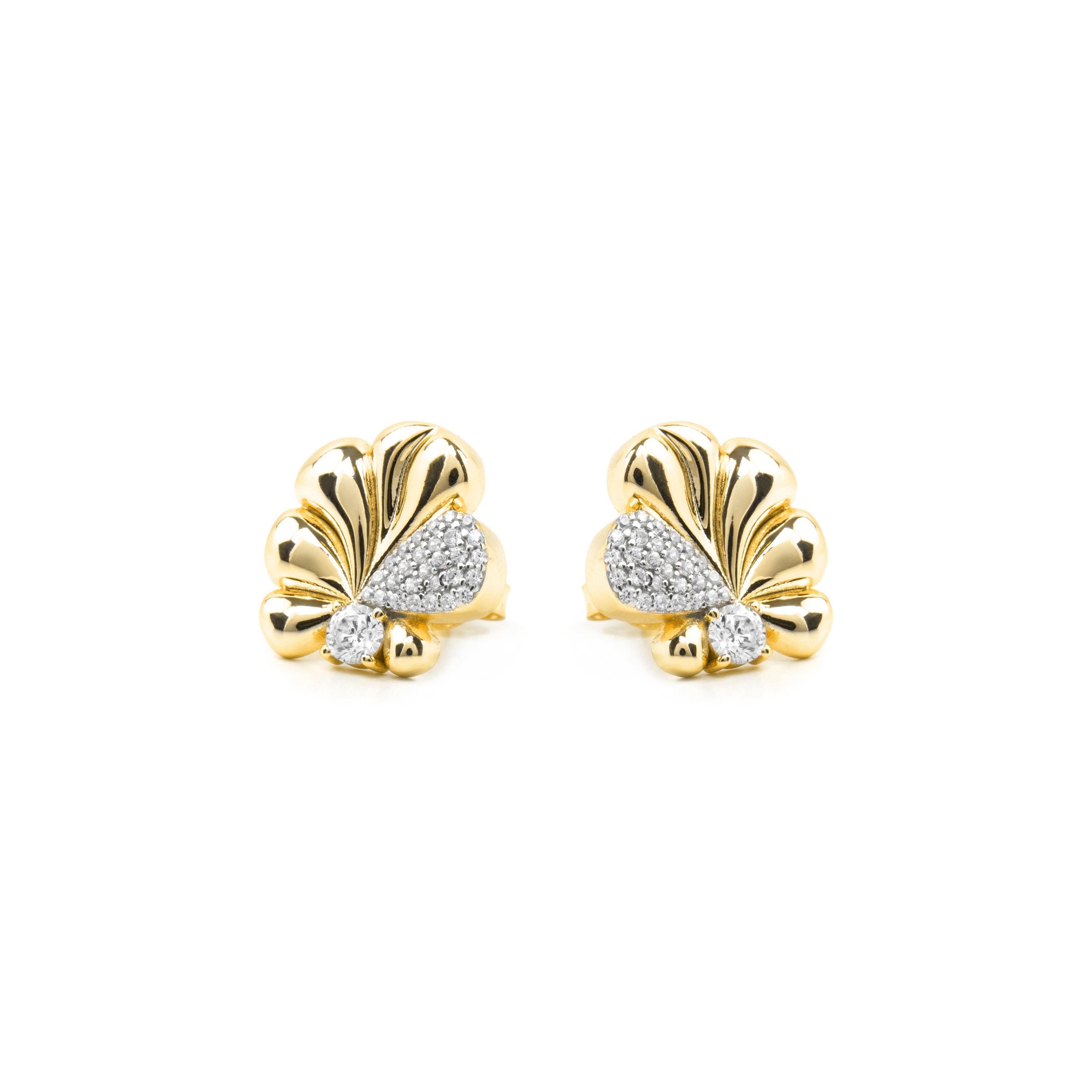 Pendientes de Plata de Ley 925 y Circonita Brillante acabado oro amarillo de 18k - Miski
