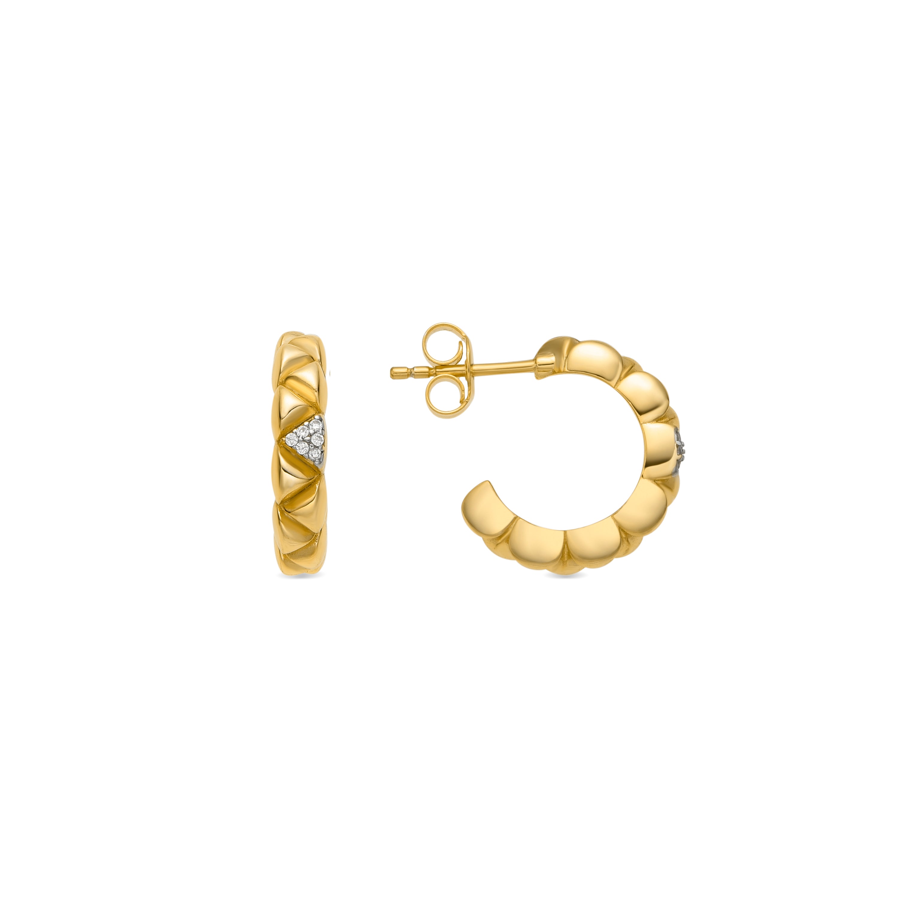 Boucles d'oreilles en argent sterling 925 et zircon brillant finition or jaune 18k - Imwa