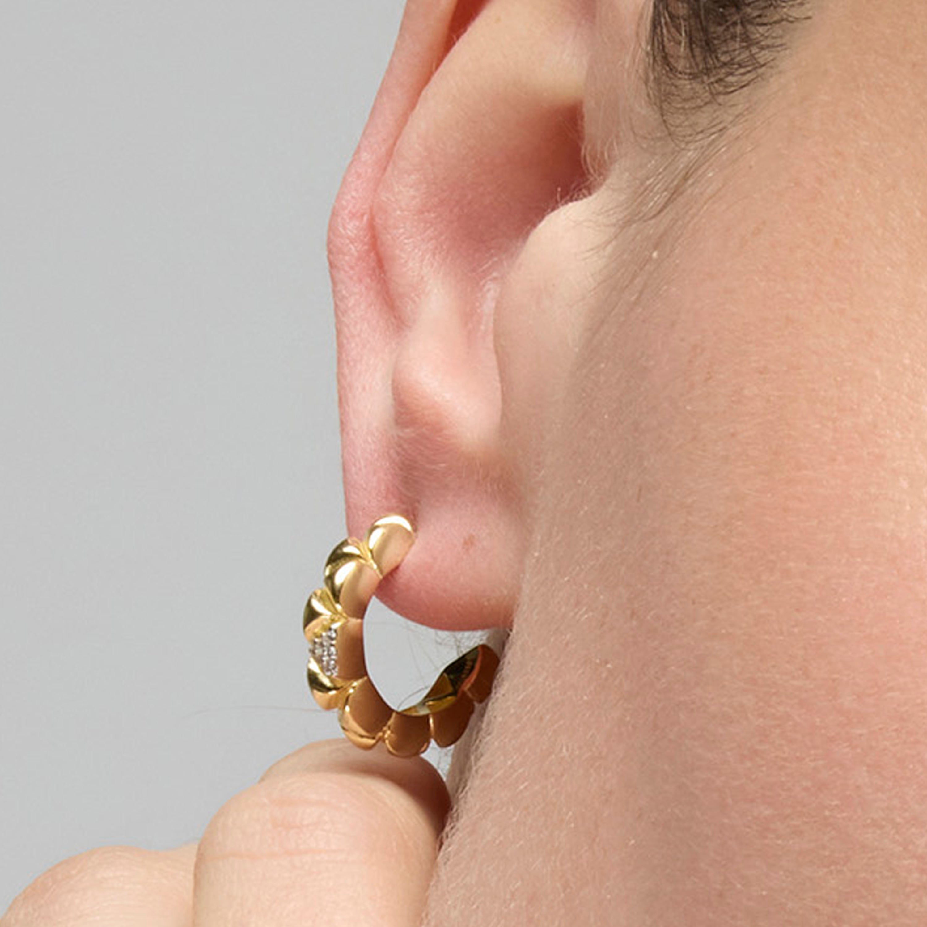 Boucles d'oreilles en argent sterling 925 et zircon brillant finition or jaune 18k - Imwa