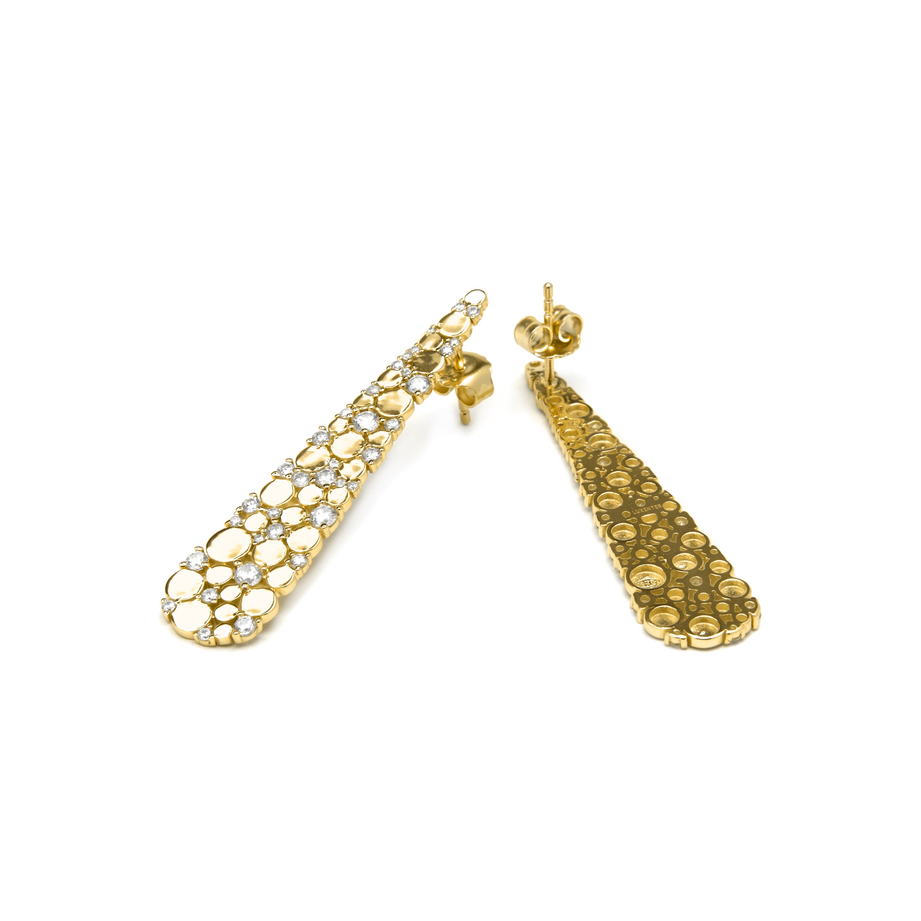 Pendientes de Plata de Ley 925 y Circonita Brillante acabado oro amarillo de 18k - Yindra