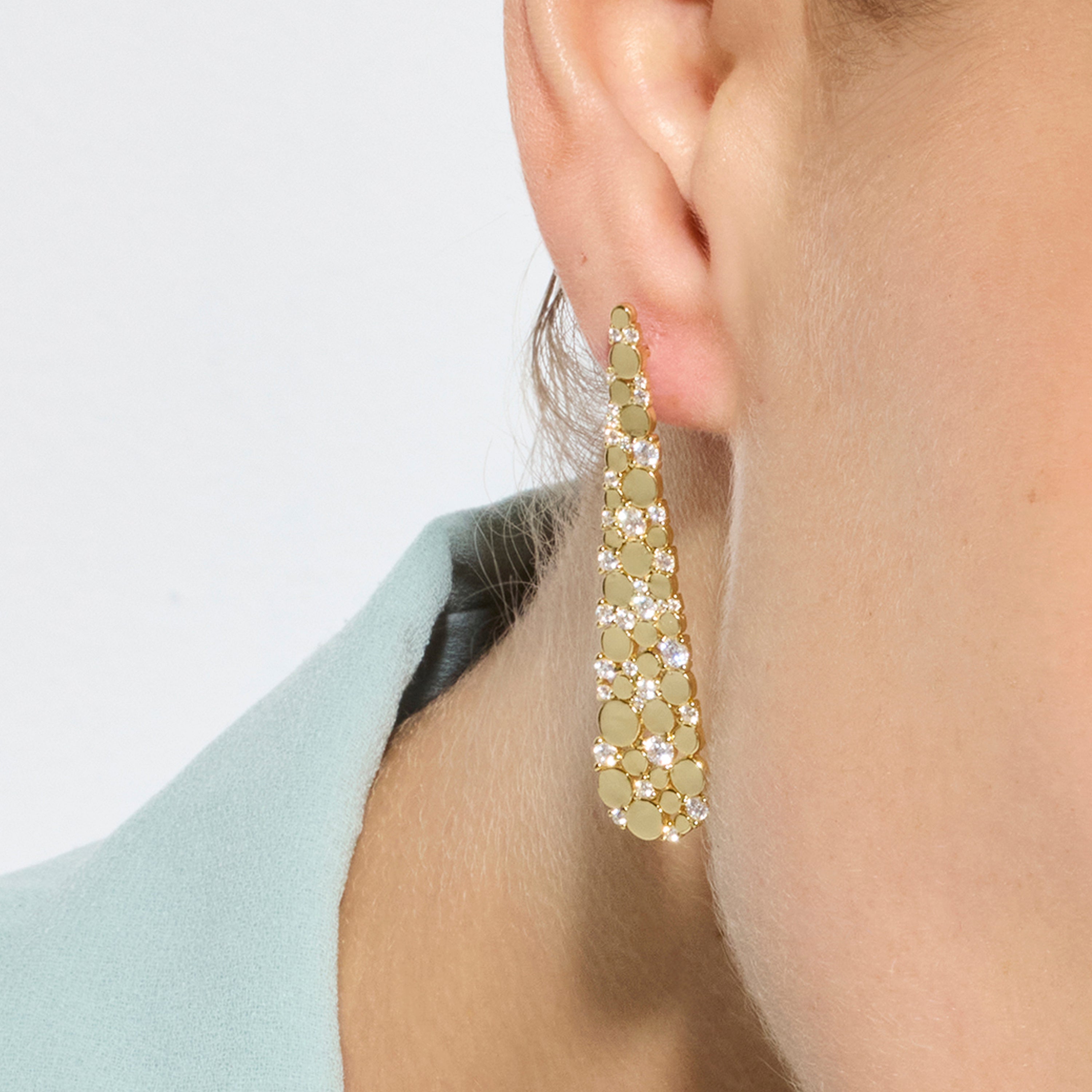 Pendientes de Plata de Ley 925 y Circonita Brillante acabado oro amarillo de 18k - Yindra