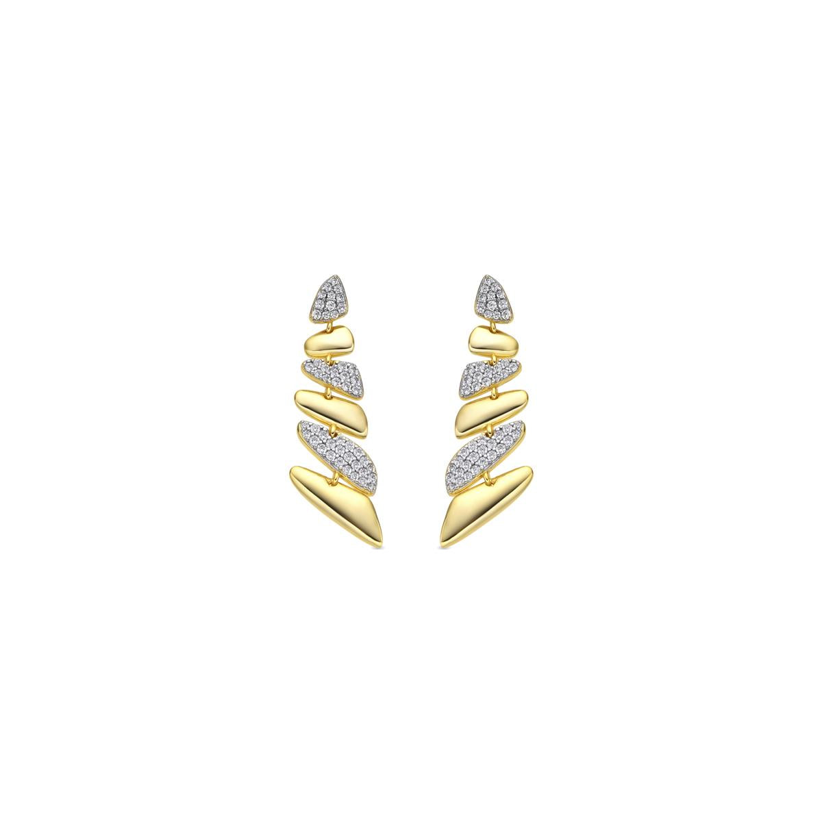 Brincos de Prata de Lei 925 e Zircónia Brilhante com acabamento em ouro amarelo de 18k - Zolbak