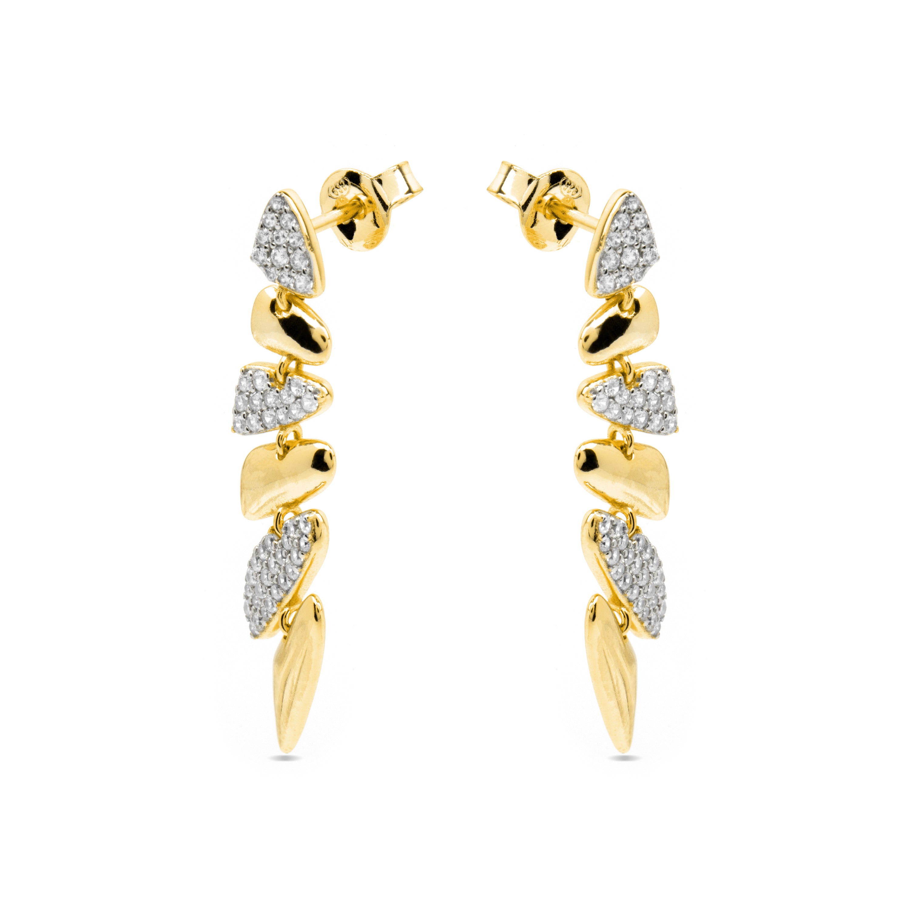 Pendientes de Plata de Ley 925 y Circonita Brillante acabado oro amarillo de 18k - Zolbak
