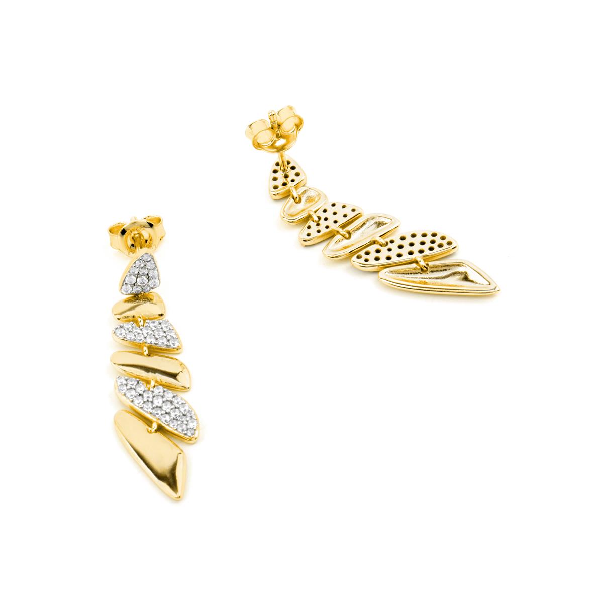 Brincos de Prata de Lei 925 e Zircónia Brilhante com acabamento em ouro amarelo de 18k - Zolbak