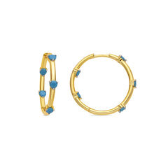 Pendientes de Plata de Ley 925 y Turquesa acabado oro amarillo de 18k Grukma