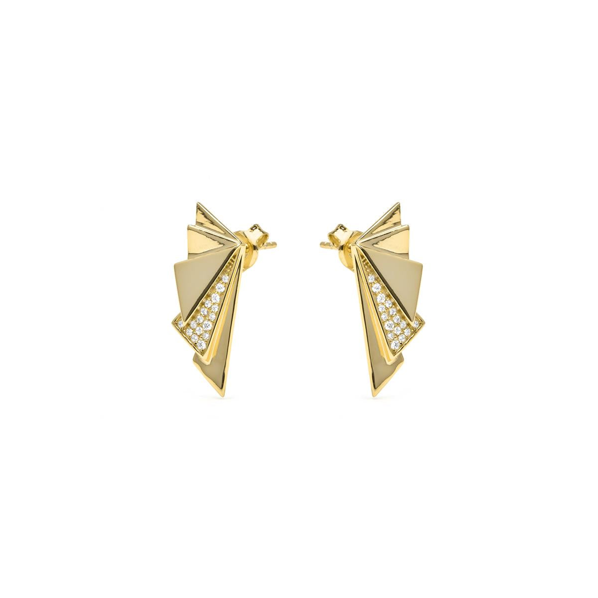 Pendientes de Plata de Ley 925 y Circonita Brillante acabado en oro amarillo 18k - Rakry