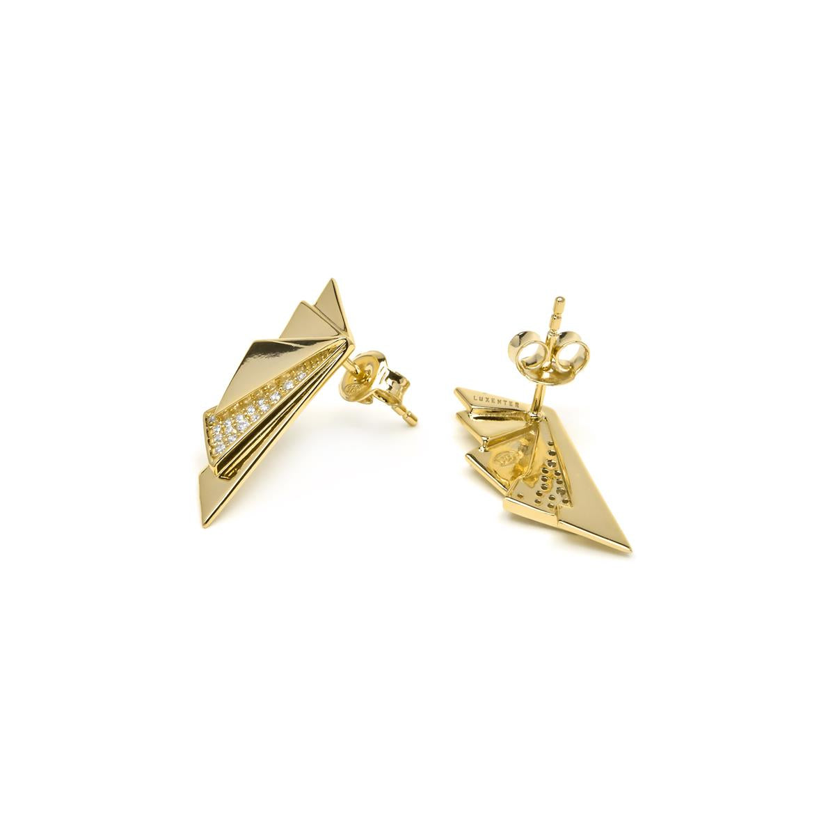 Pendientes de Plata de Ley 925 y Circonita Brillante acabado en oro amarillo 18k - Rakry