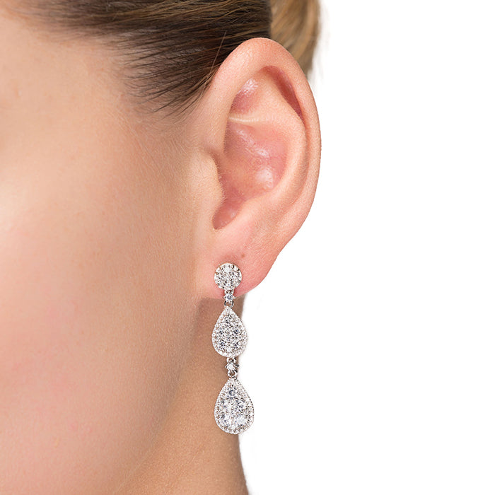 925 Sterling Silver Earrings with Brilliant Zirconia finished in Rhodium - Fredcrow