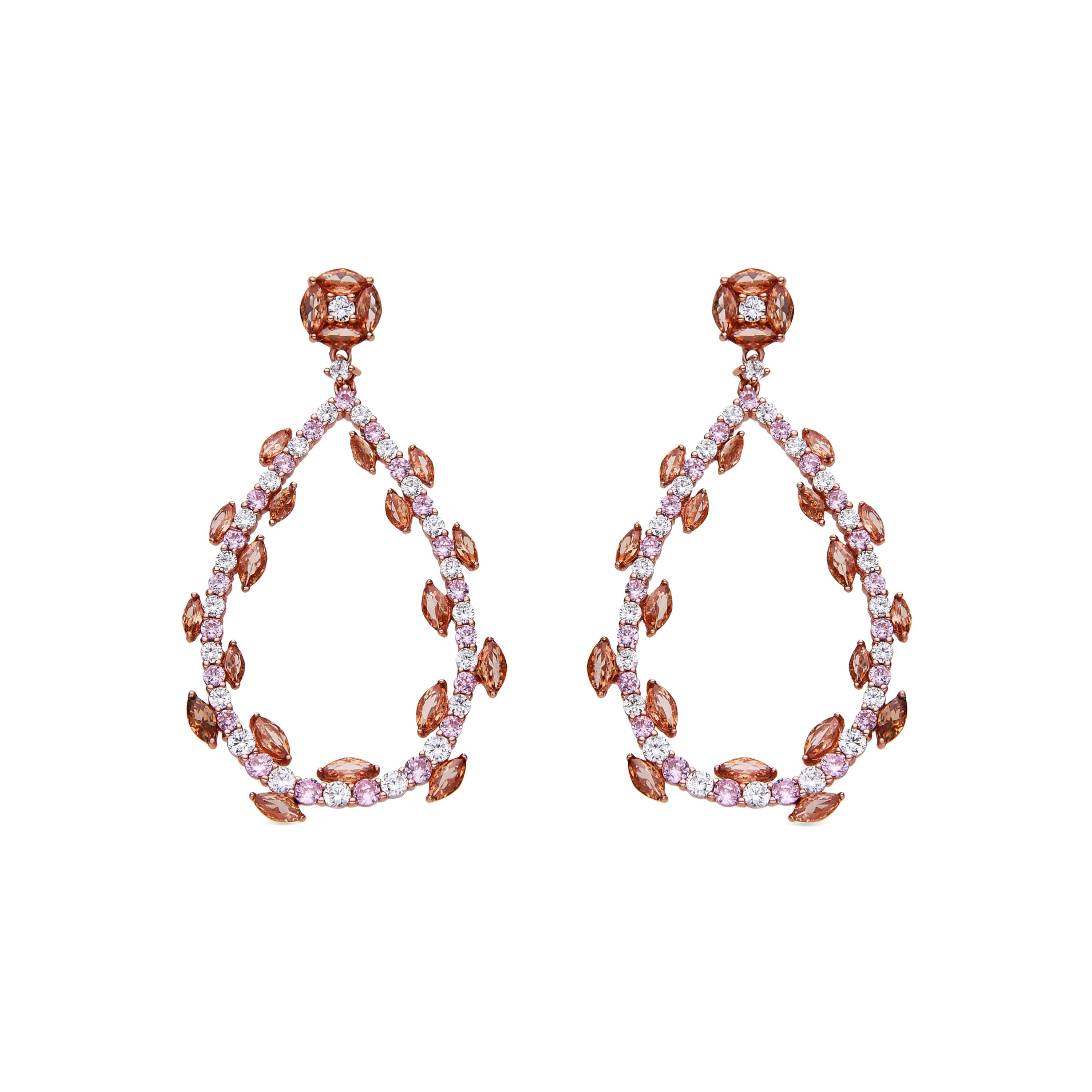 Pendientes de Plata de Ley 925 y Circonita Multicolor Acabado En Oro Rosa 18K - Wade