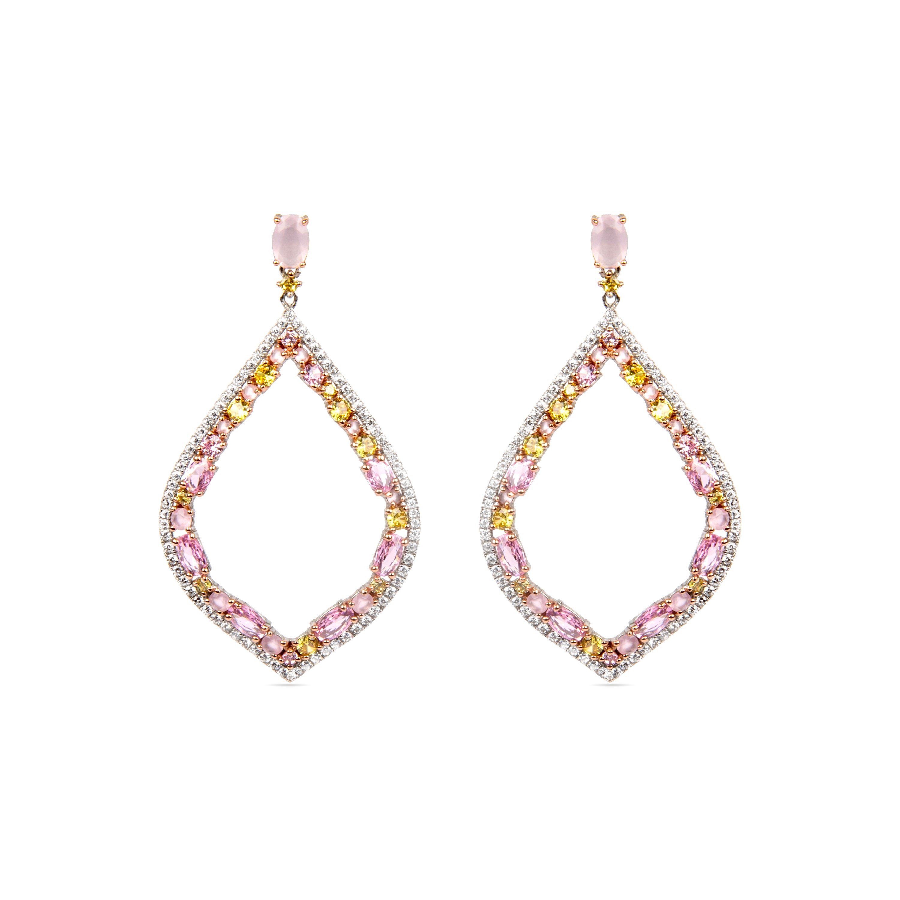 Orecchini in Argento Sterling 925 e Zirconia Multicolore con finitura in rodio - Parsab