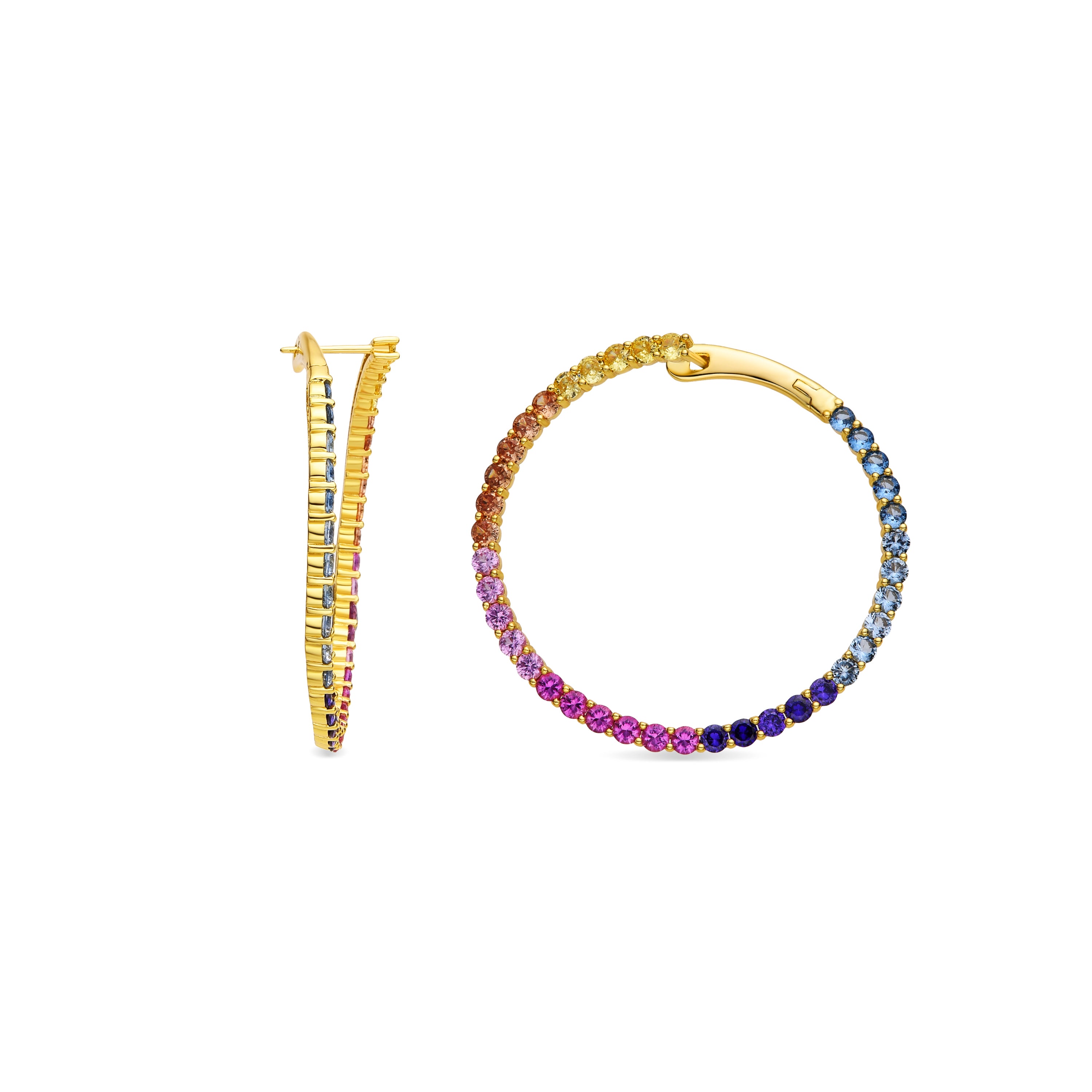 Brincos de Prata de Lei 925 e Zircónia Multicolor acabamento em ouro 18k - Axo