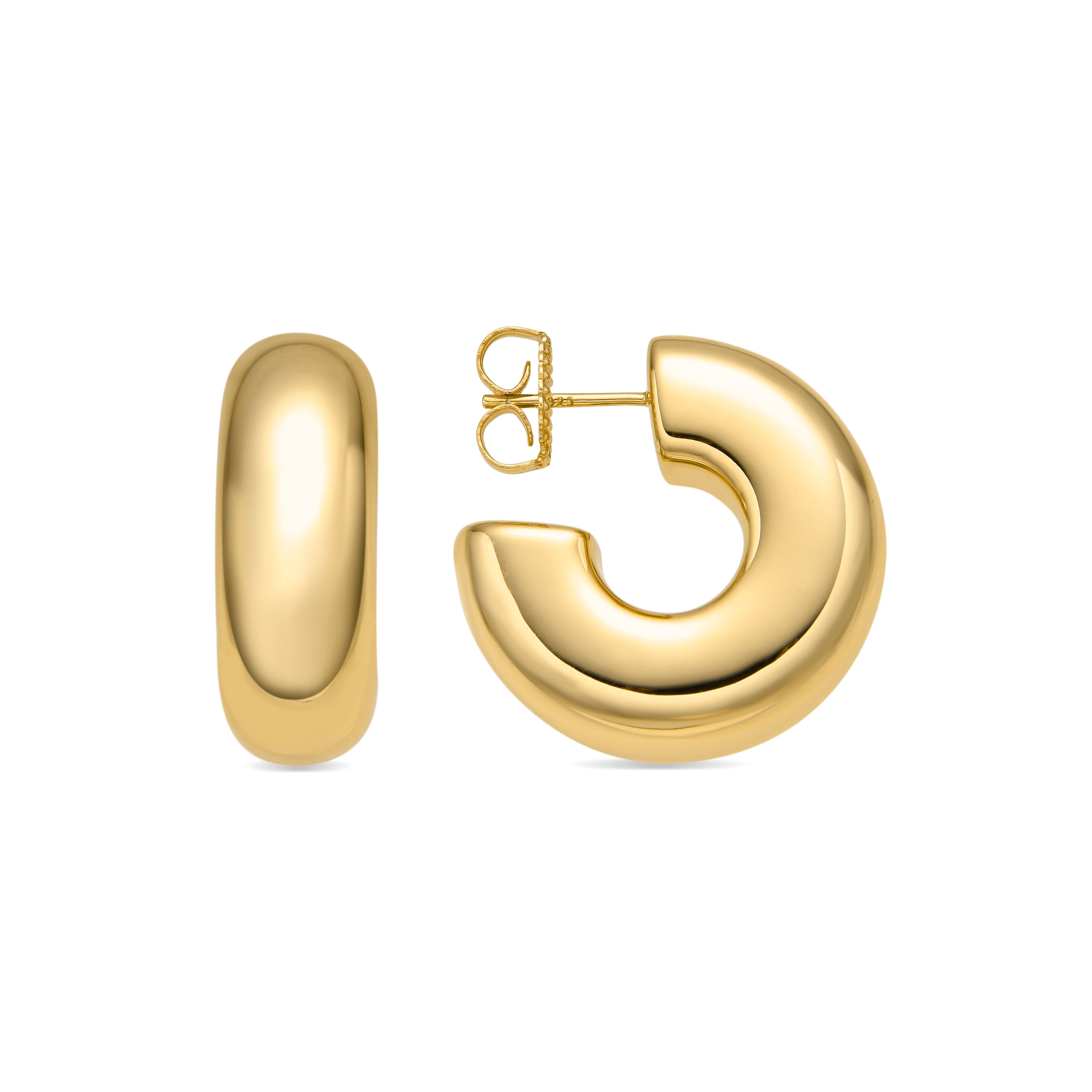 Boucles d'oreilles en argent sterling 925 avec finition en or jaune 18k - Fike